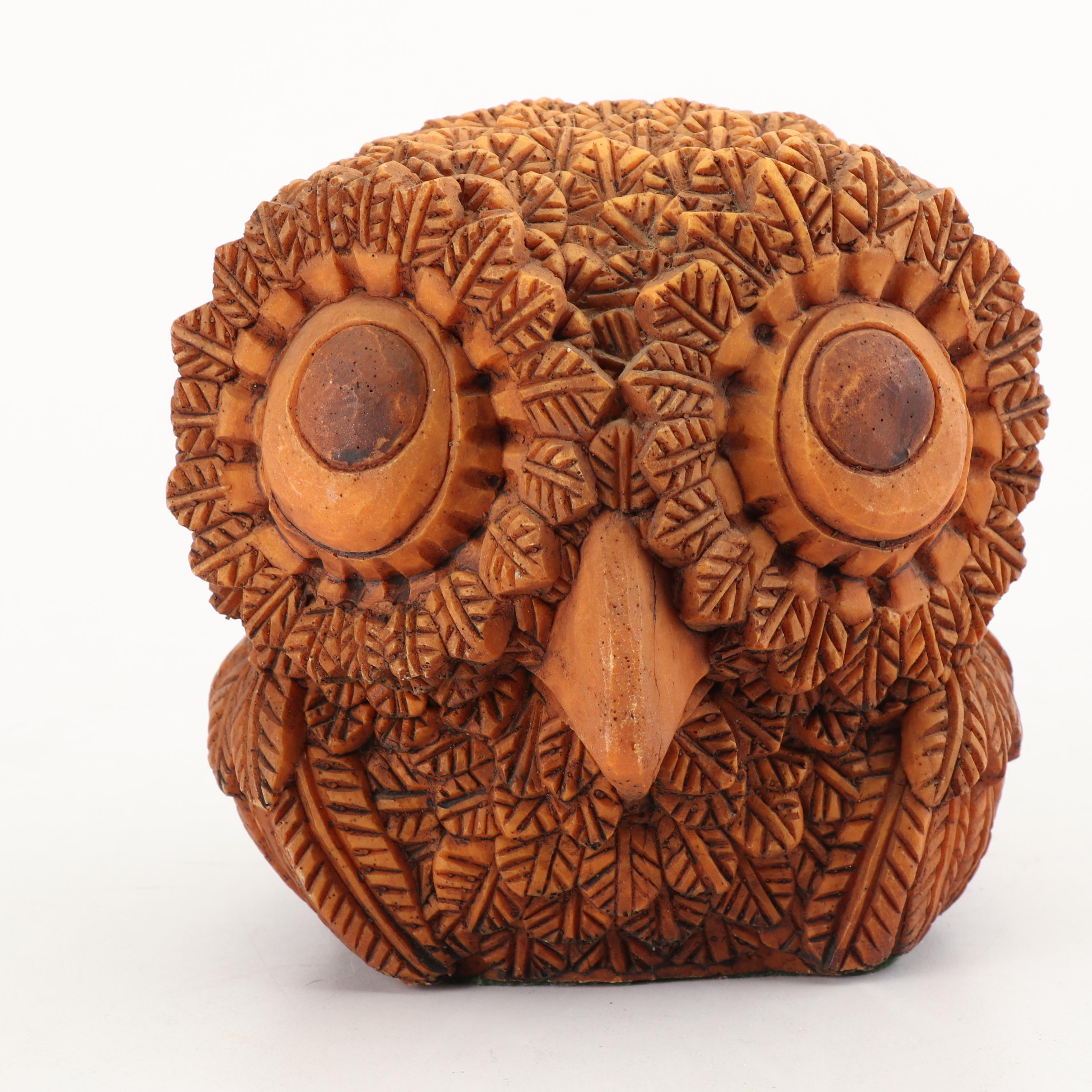 Cast Resin Owl Figurine, circa 1970