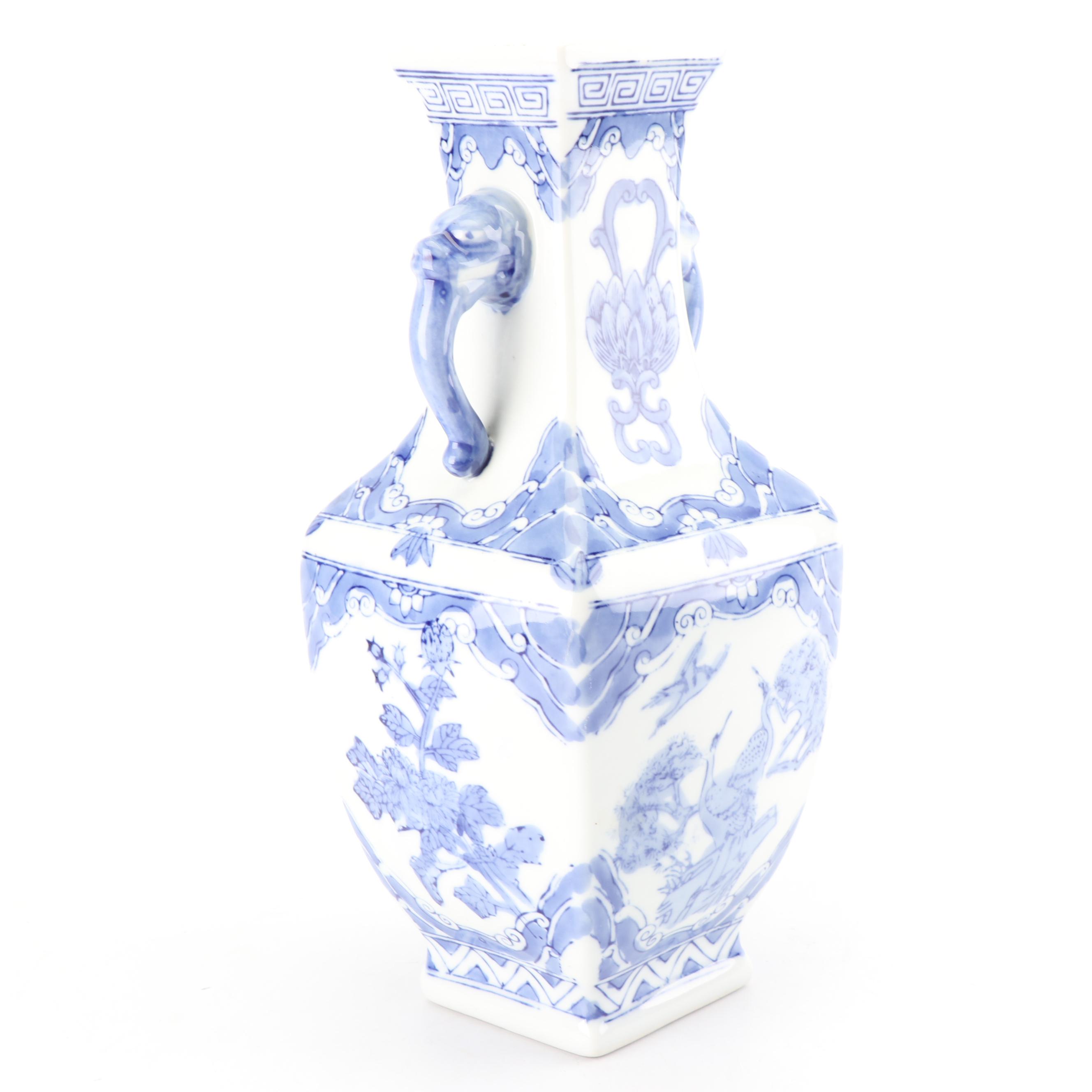Chinese Blue and White Handled Vases