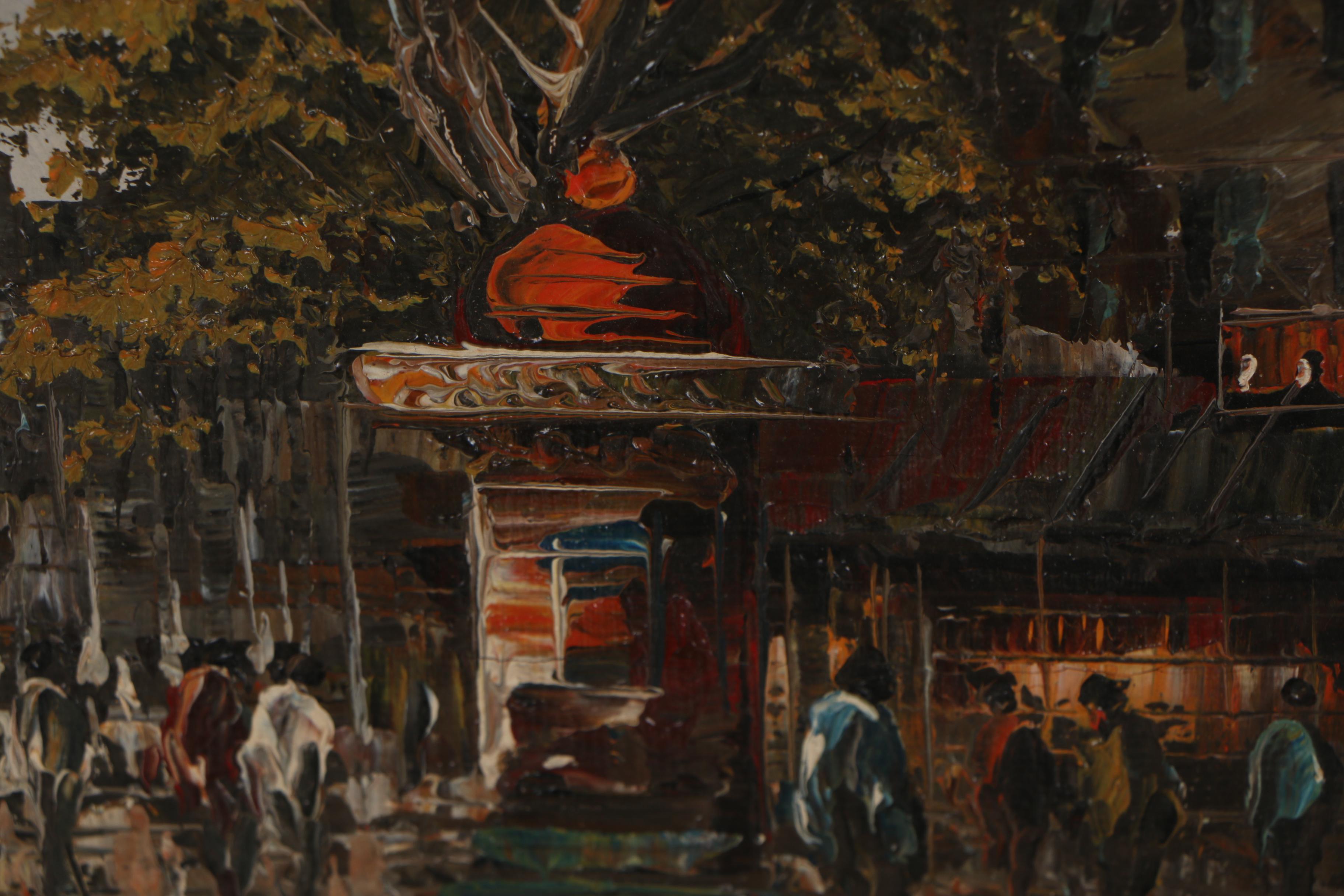 Joseph Oliveri Village Square Oil Painting