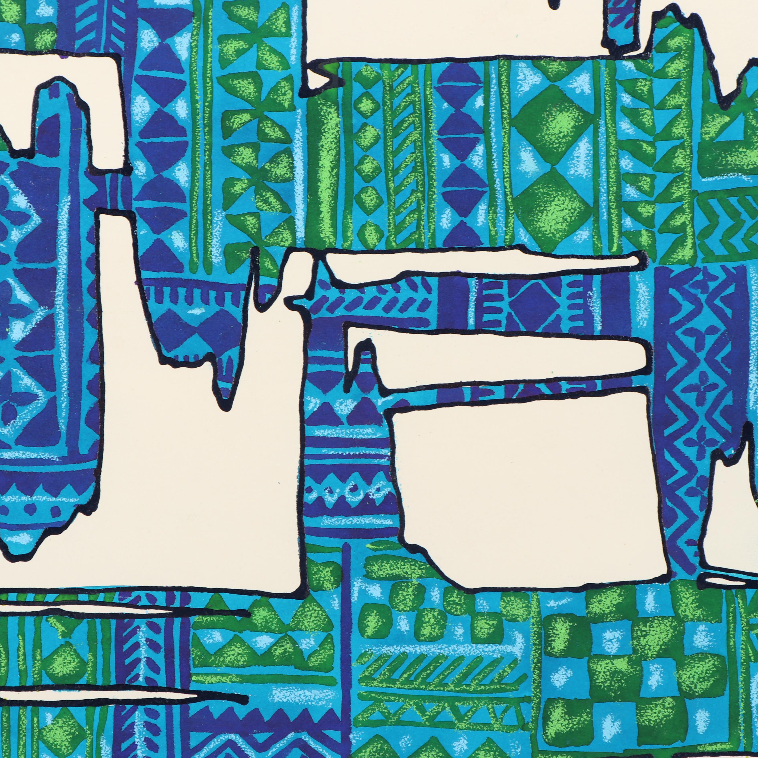 Marubeni Corporation Acrylic Painted Textile Design Proof