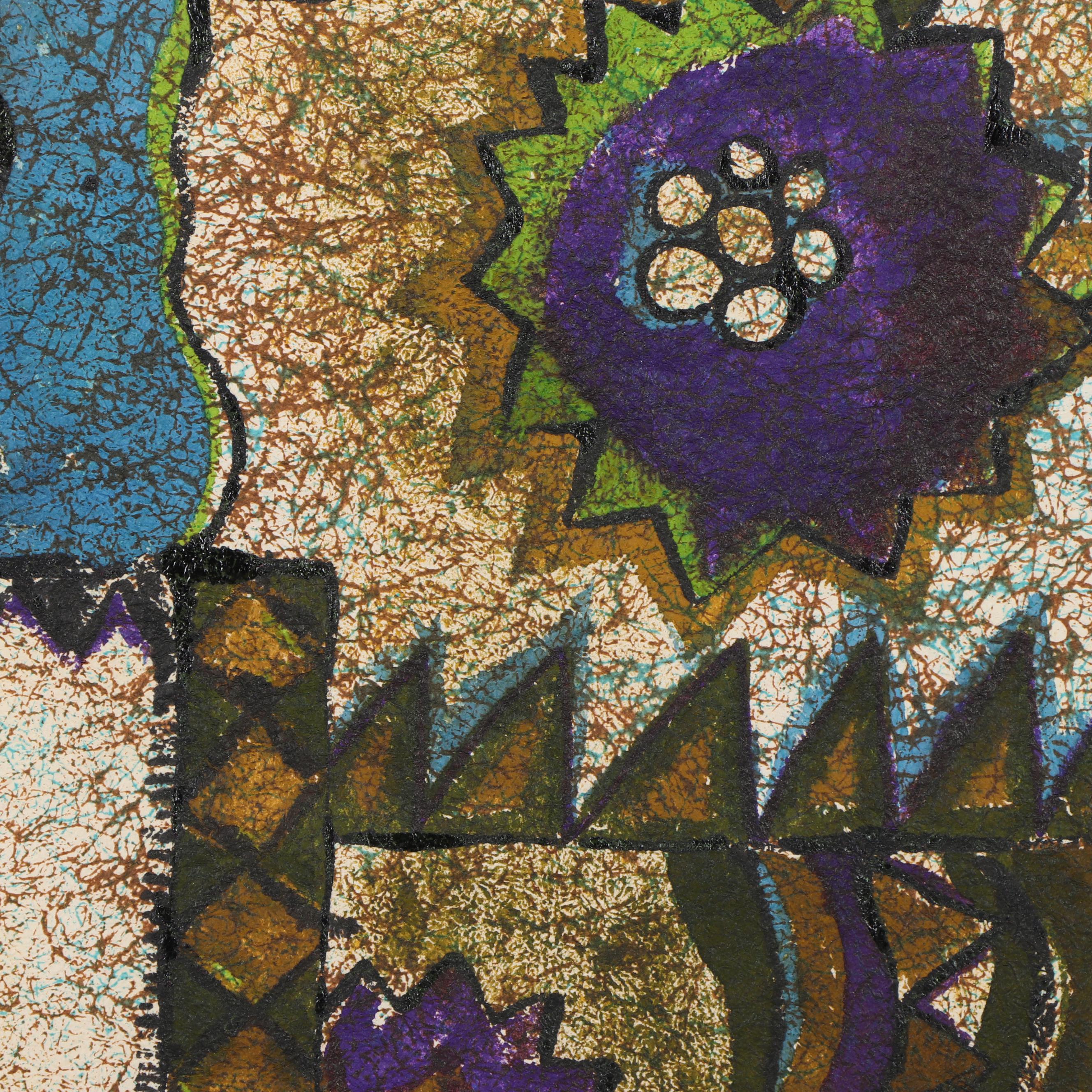 Shikibo Acrylic Painted Textile Design Poof