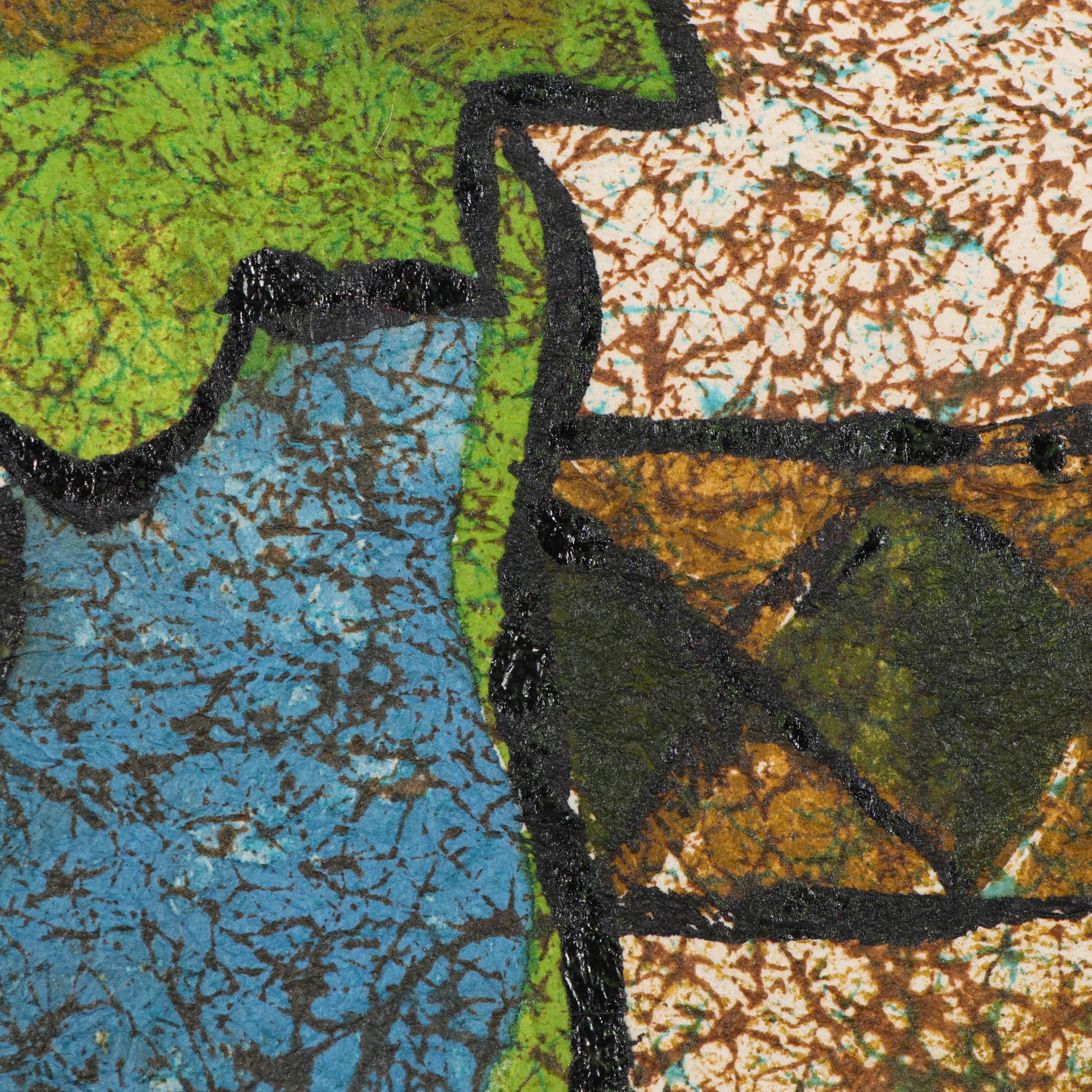 Shikibo Acrylic Painted Textile Design Poof