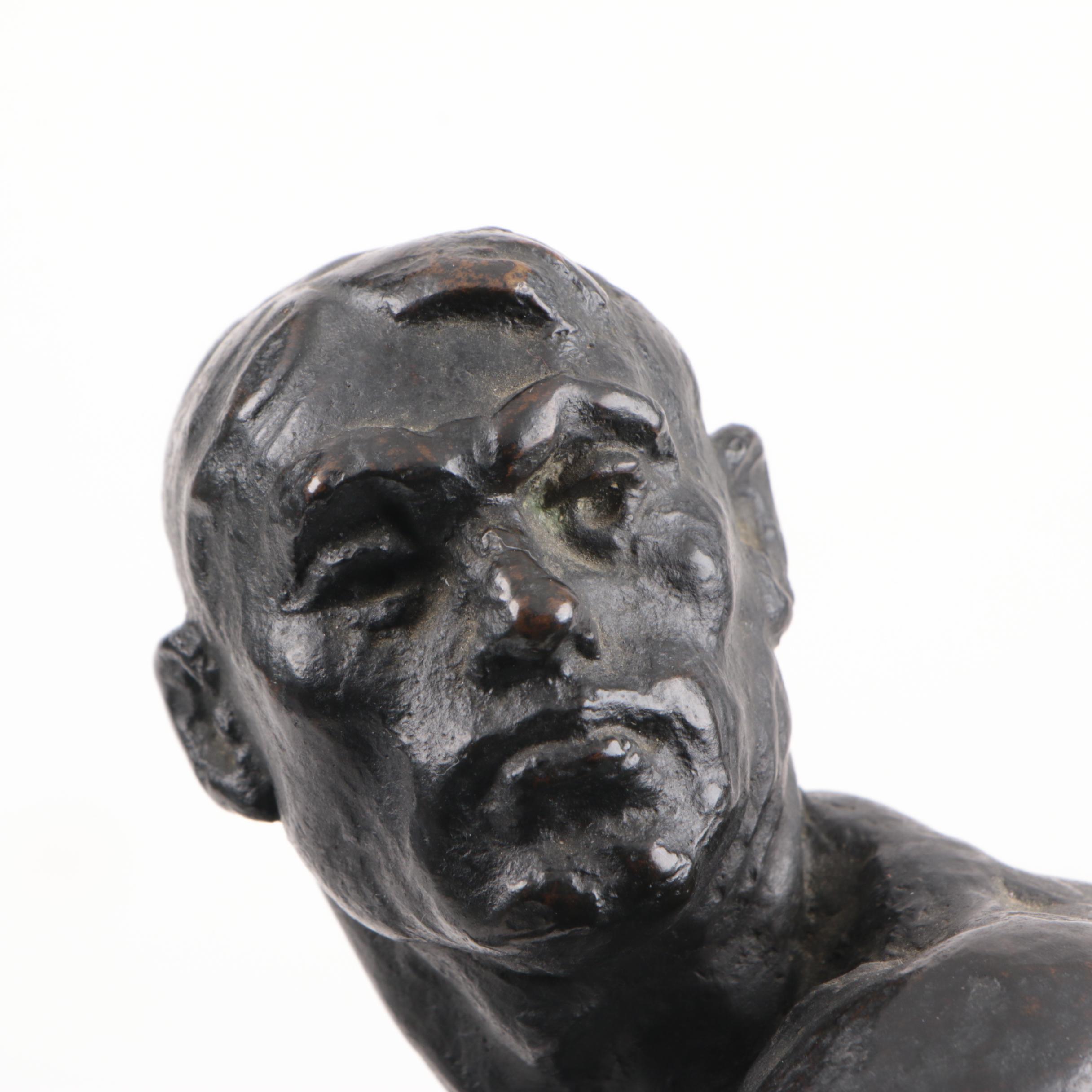Max Kalish Circa 1930 Bronze Sculpture of Laborer on Porto D'Oro Base
