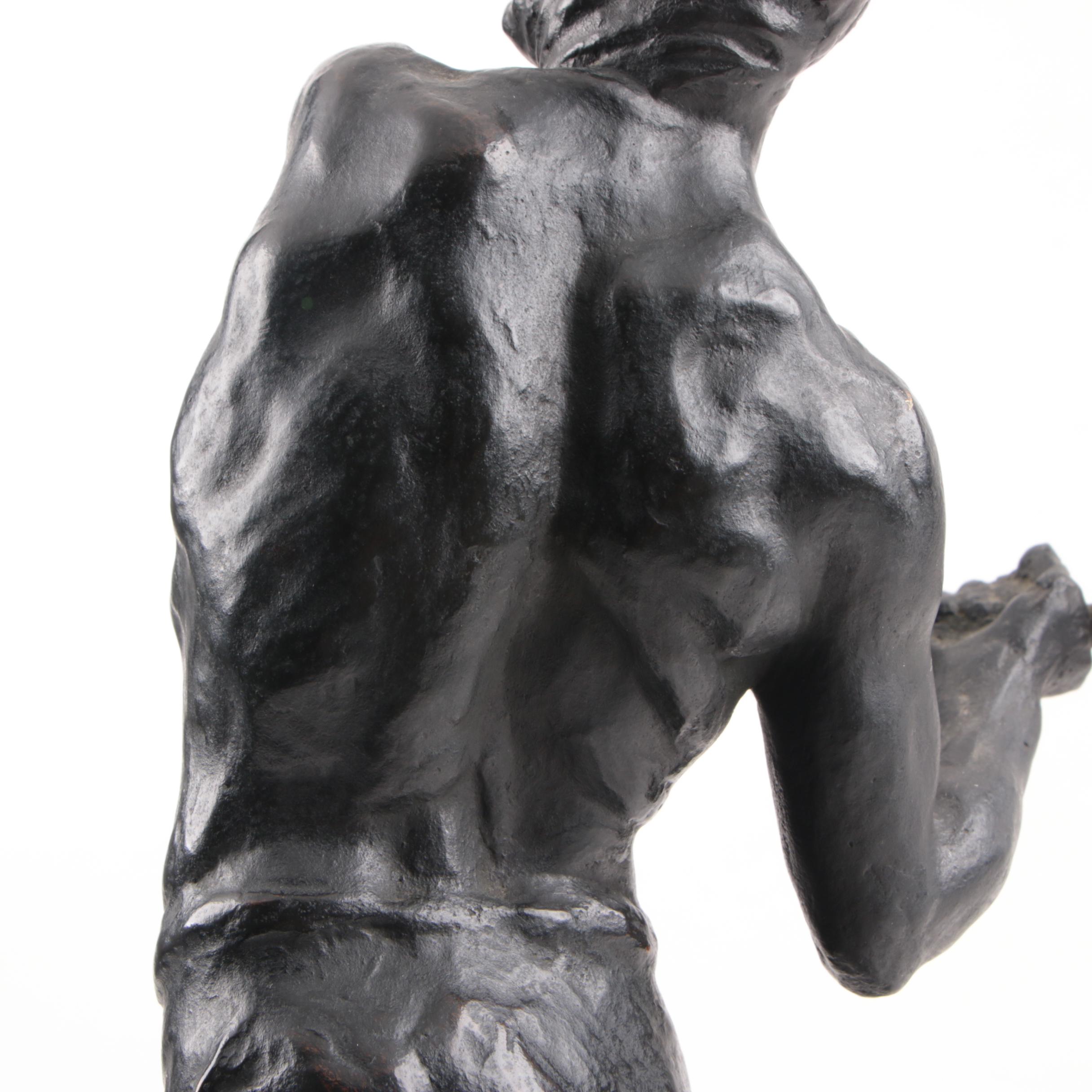 Max Kalish Circa 1930 Bronze Sculpture of Laborer on Porto D'Oro Base