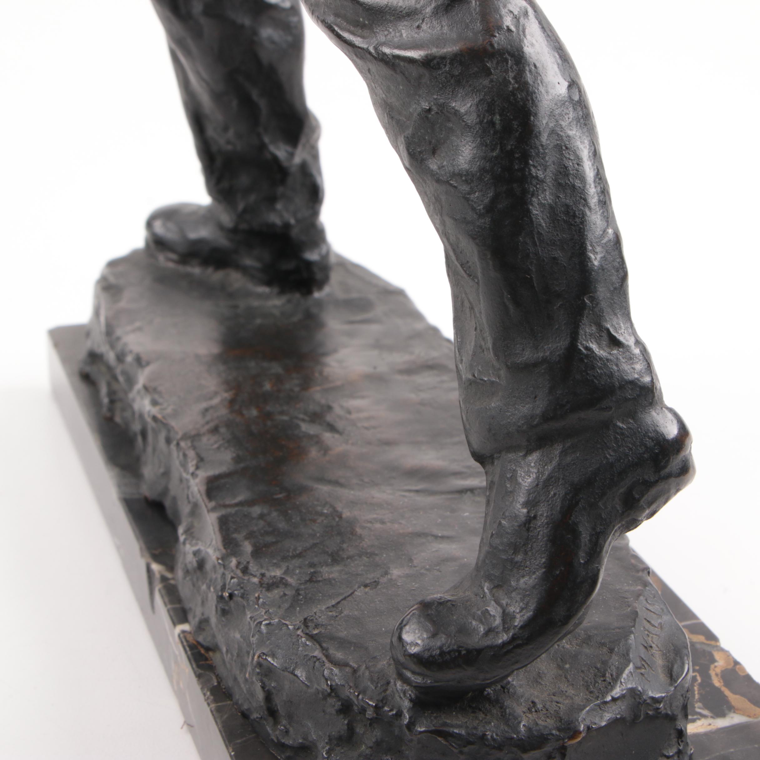 Max Kalish Circa 1930 Bronze Sculpture of Laborer on Porto D'Oro Base