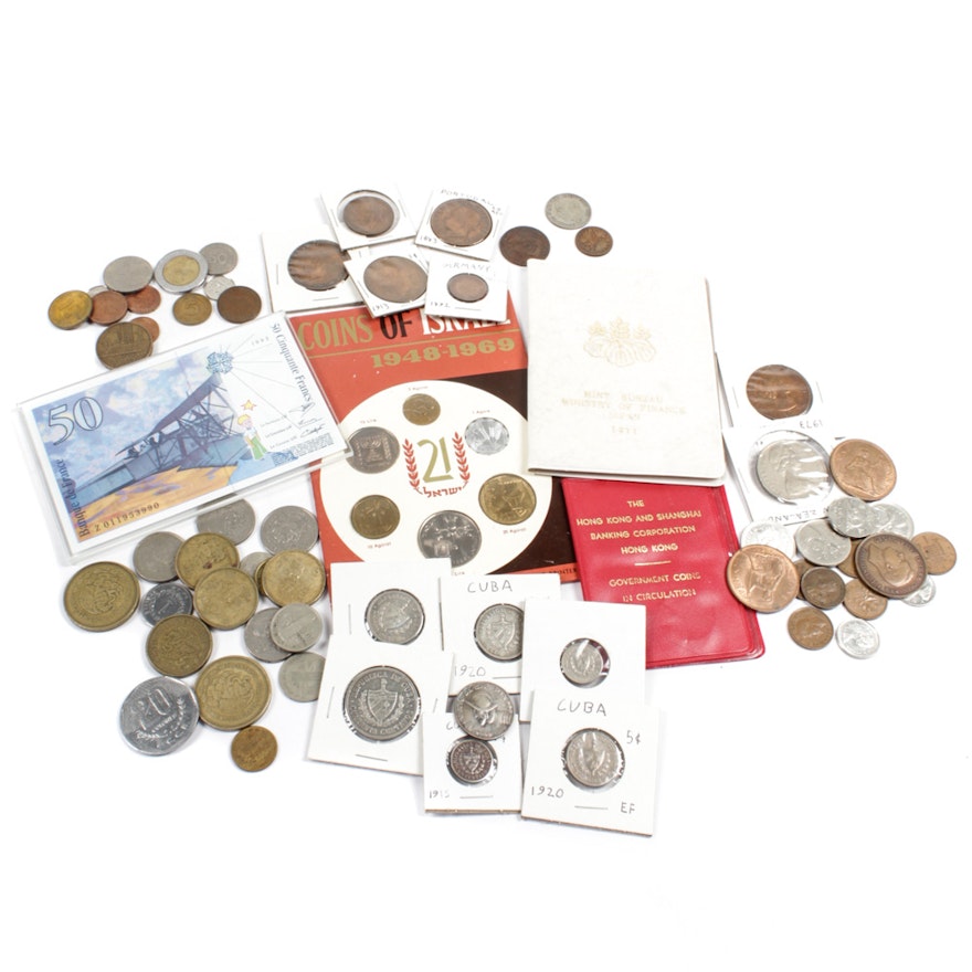 Foreign Coins and Currency Assortment