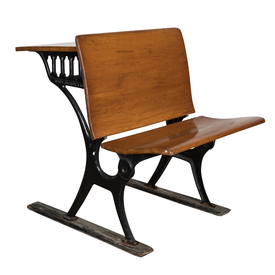 Maple and Metal Student Desk, Early 20th Century