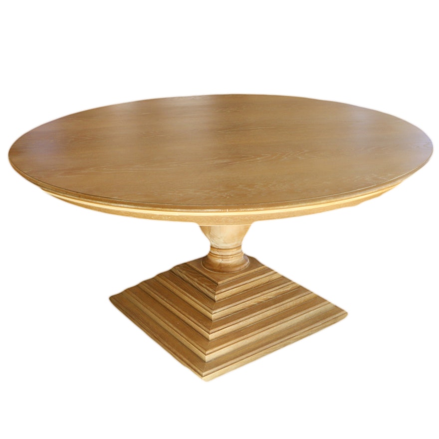 Oak Pedestal Circular Dining Table, 21st Century
