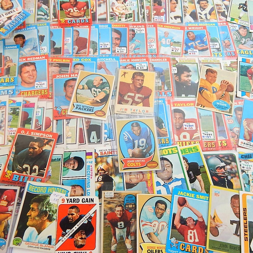 1960s/1970s Football Card Lot with Nitschke, Unitas, Tarkenton, Snead