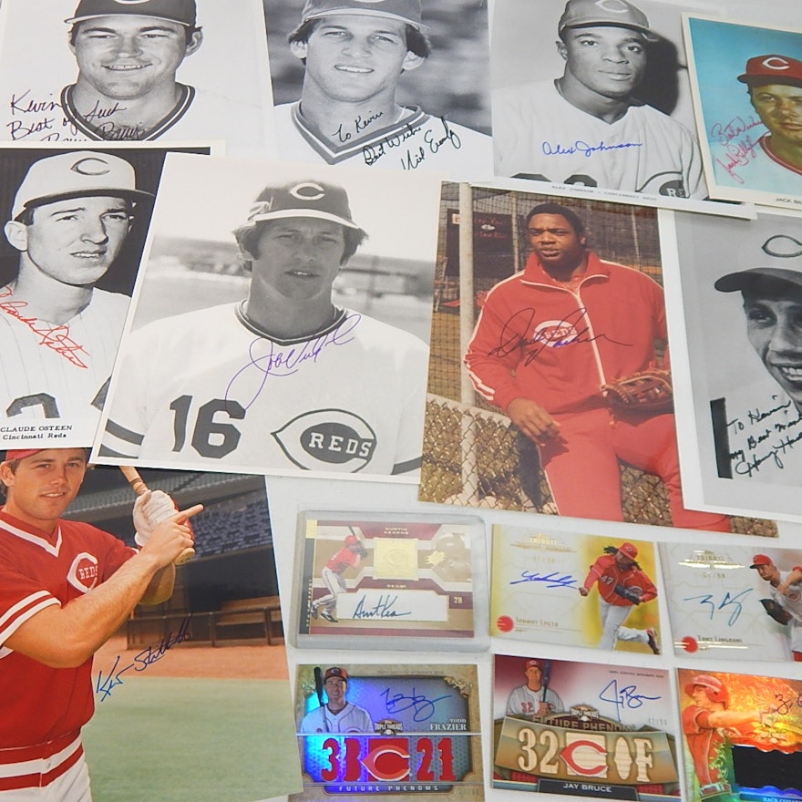 Cincinnati Reds Signed Photographs and Baseball Cards