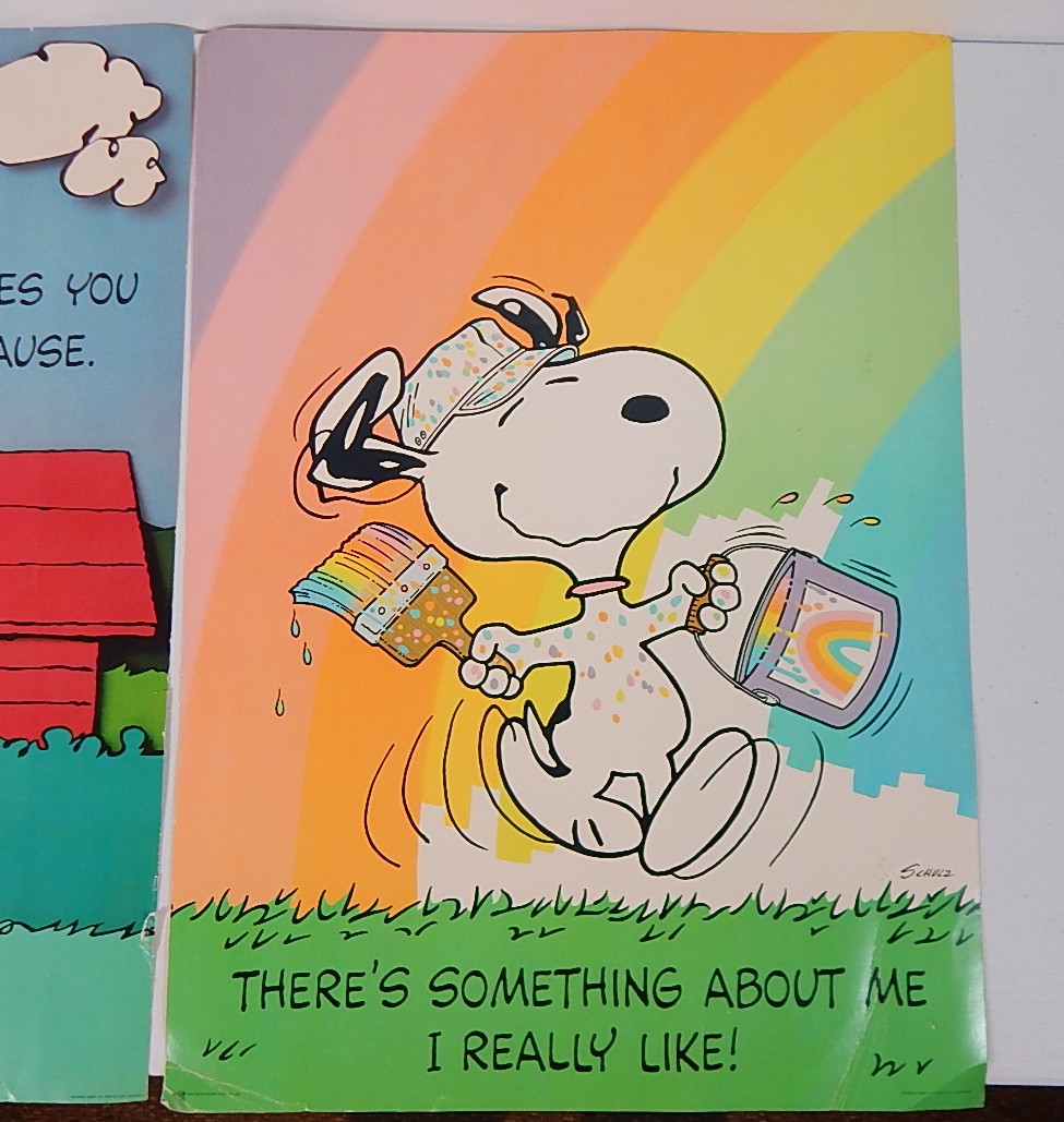 Vintage 1958 Hallmark Cardstock Charlie Brown and Snoopy Posters