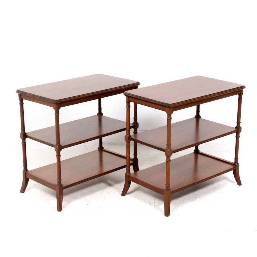 Pair of Tiered Wooden End Tables by Ferguson