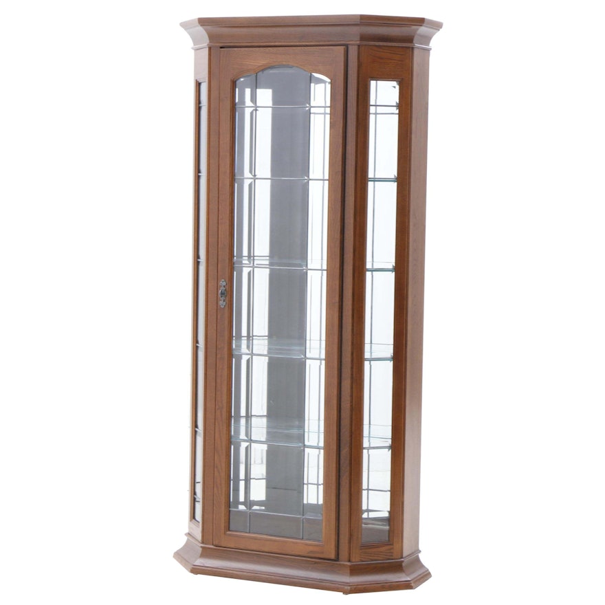 Contemporary Oak Illuminated Display Cabinet by Jasper