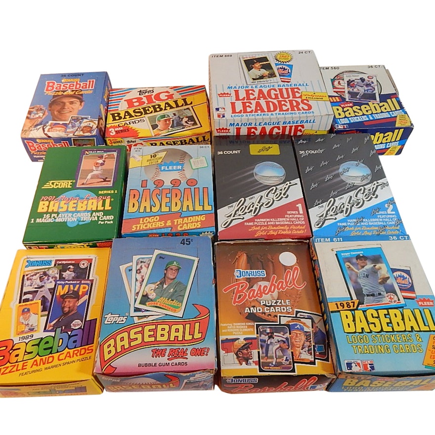 Unopened Wax Pack Boxes of Baseball Cards - 1987 to 1991