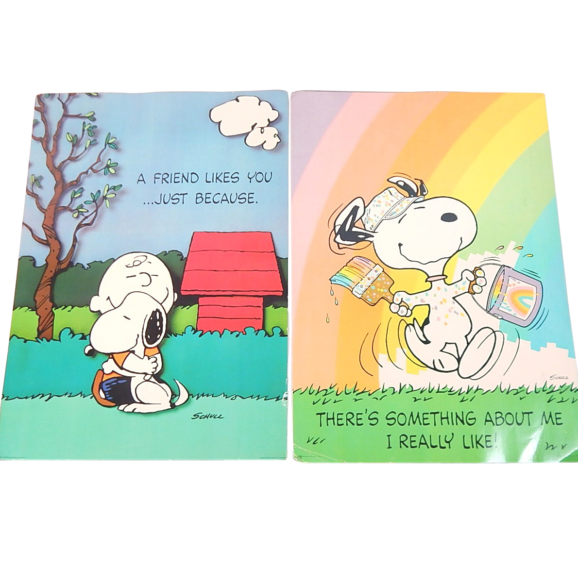 Vintage 1958 Hallmark Cardstock Charlie Brown and Snoopy Posters