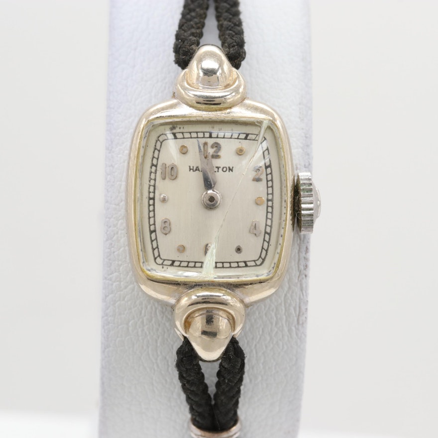 Vintage Hamilton Jessica 14K White Gold Stem Wind Wristwatch