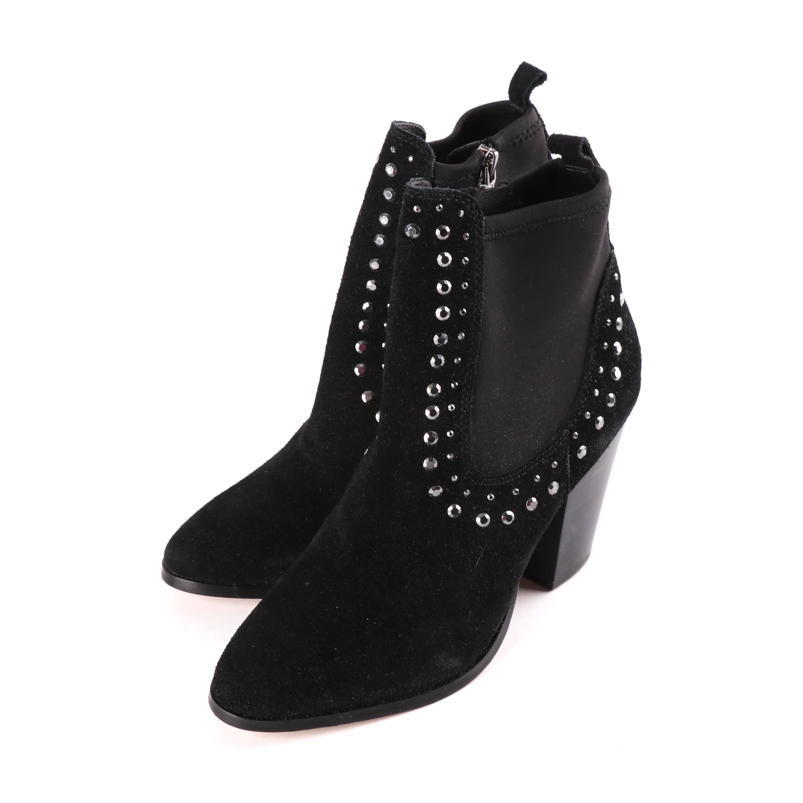 Women's Donald J Pliner Black Suede Studded Booties