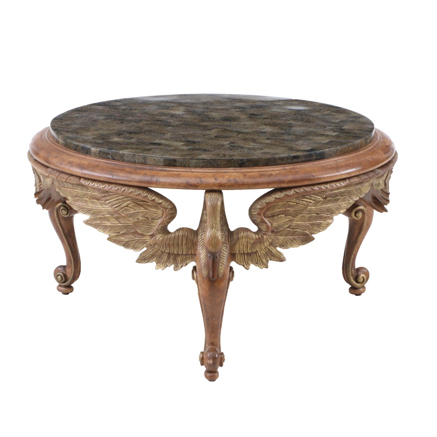 Contemporary Stone Veneer Ornate Cocktail Table