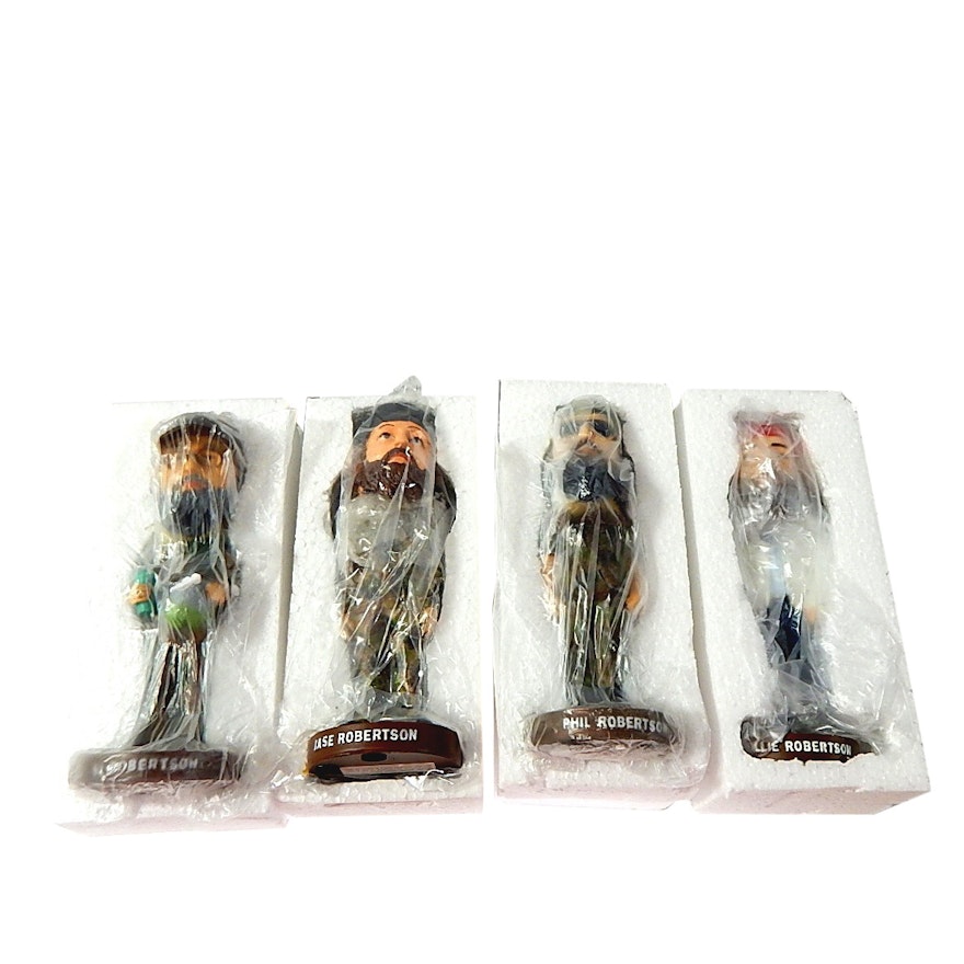 Duck Dynasty Bobbleheads with Si, Jase, Phil, and Willie Robertson - and Boxes