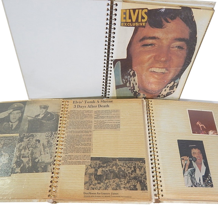 Three Elvis Presley Scrap Albums with Personal Photos and Newspaper Clippings