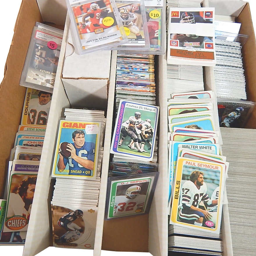 Large Box of Football Cards from 1970s to 2000s