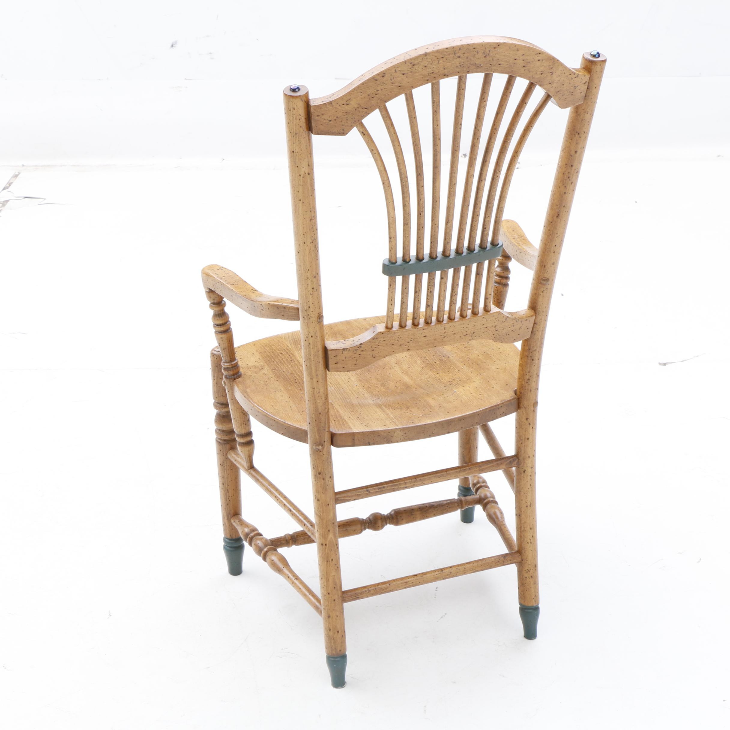 David Marsh Painted Pine Dining Table and Six Chairs