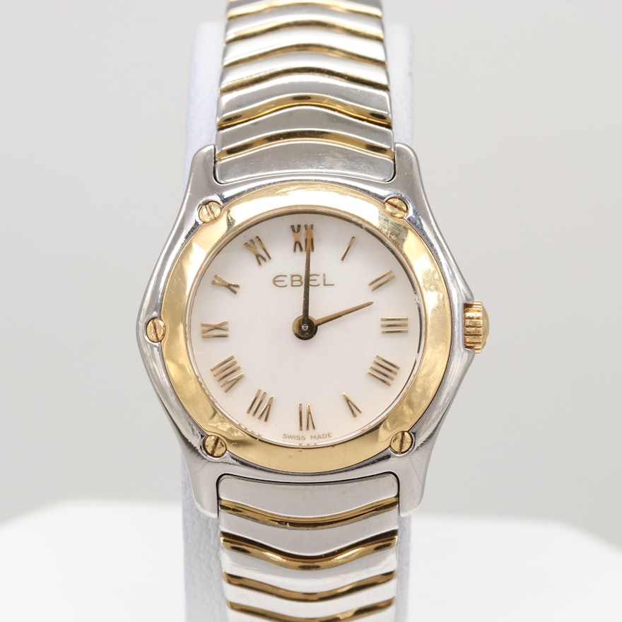 Ebel Classic Wave 18K Yellow Gold and Stainless Steel Wristwatch