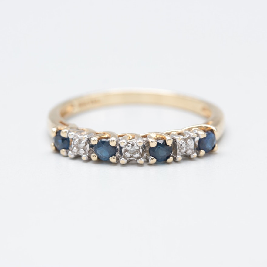 10K Yellow Gold Sapphire and Diamond Ring