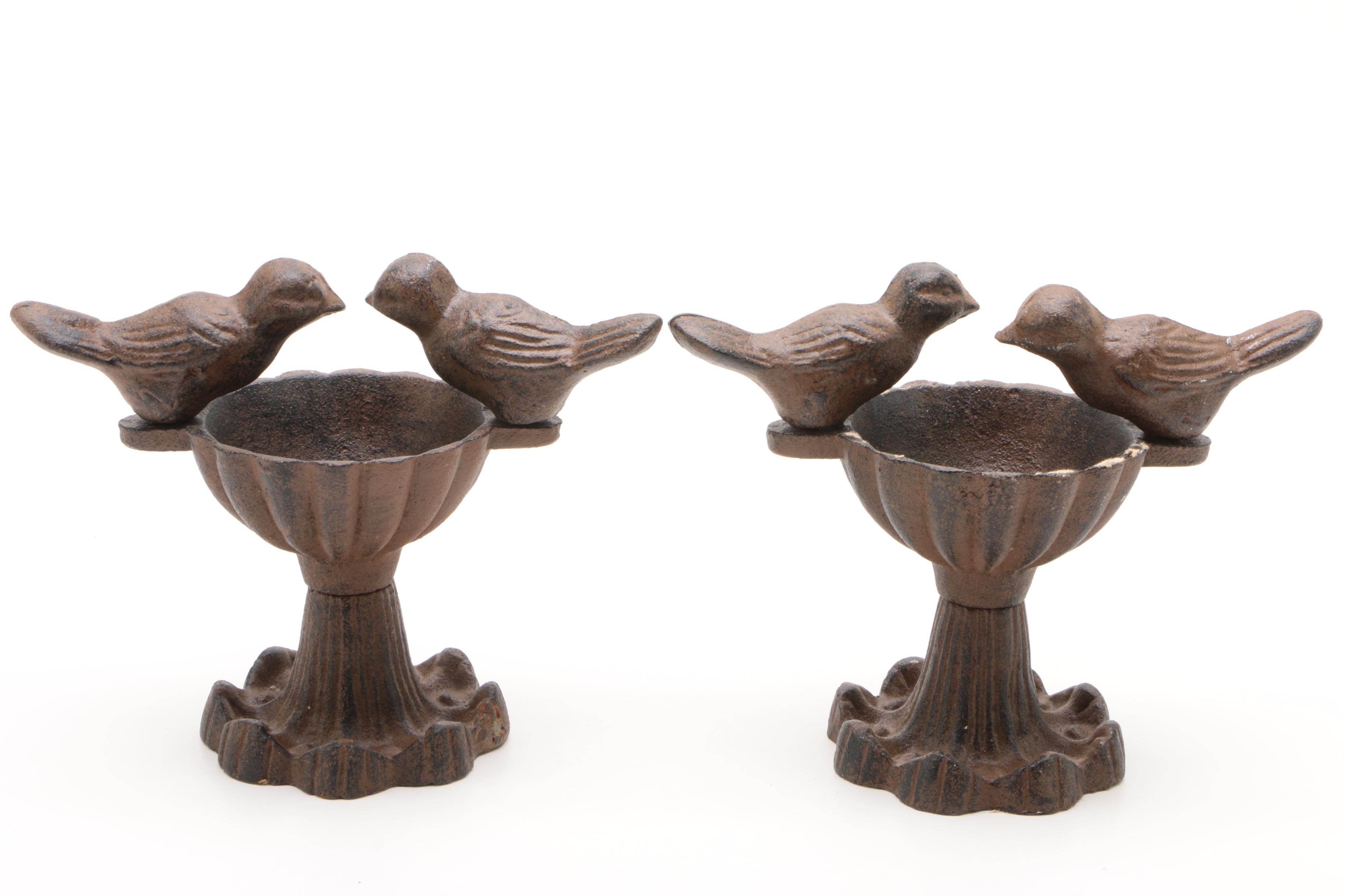 Antique Finish Cast Metal Tabletop Bird Baths