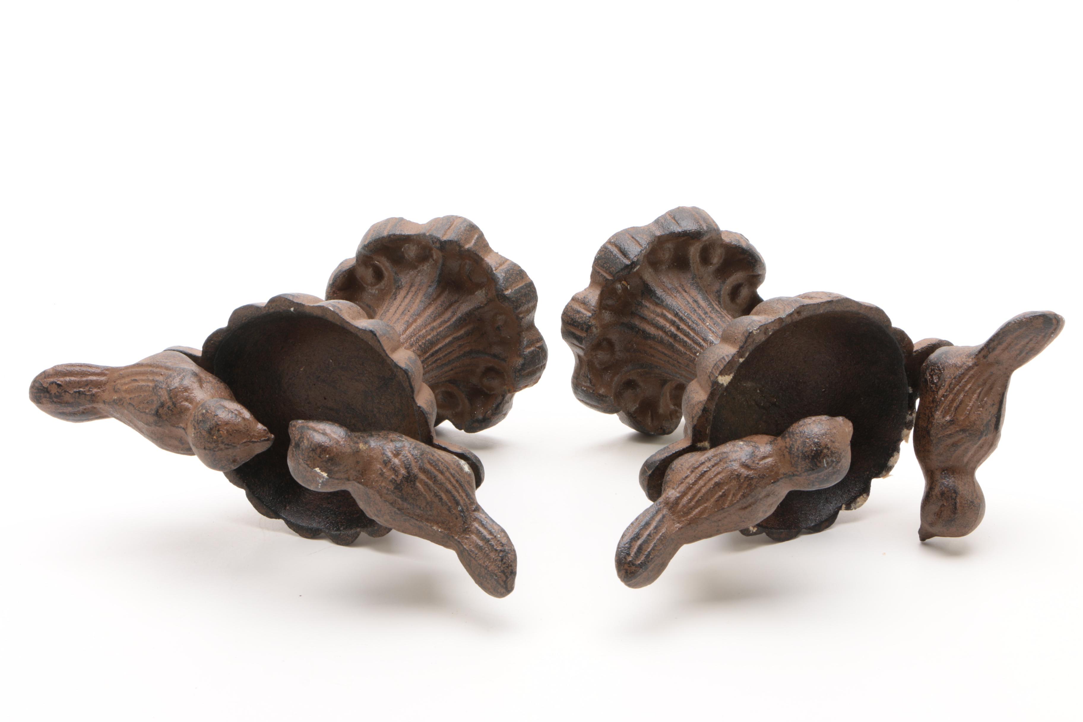 Antique Finish Cast Metal Tabletop Bird Baths