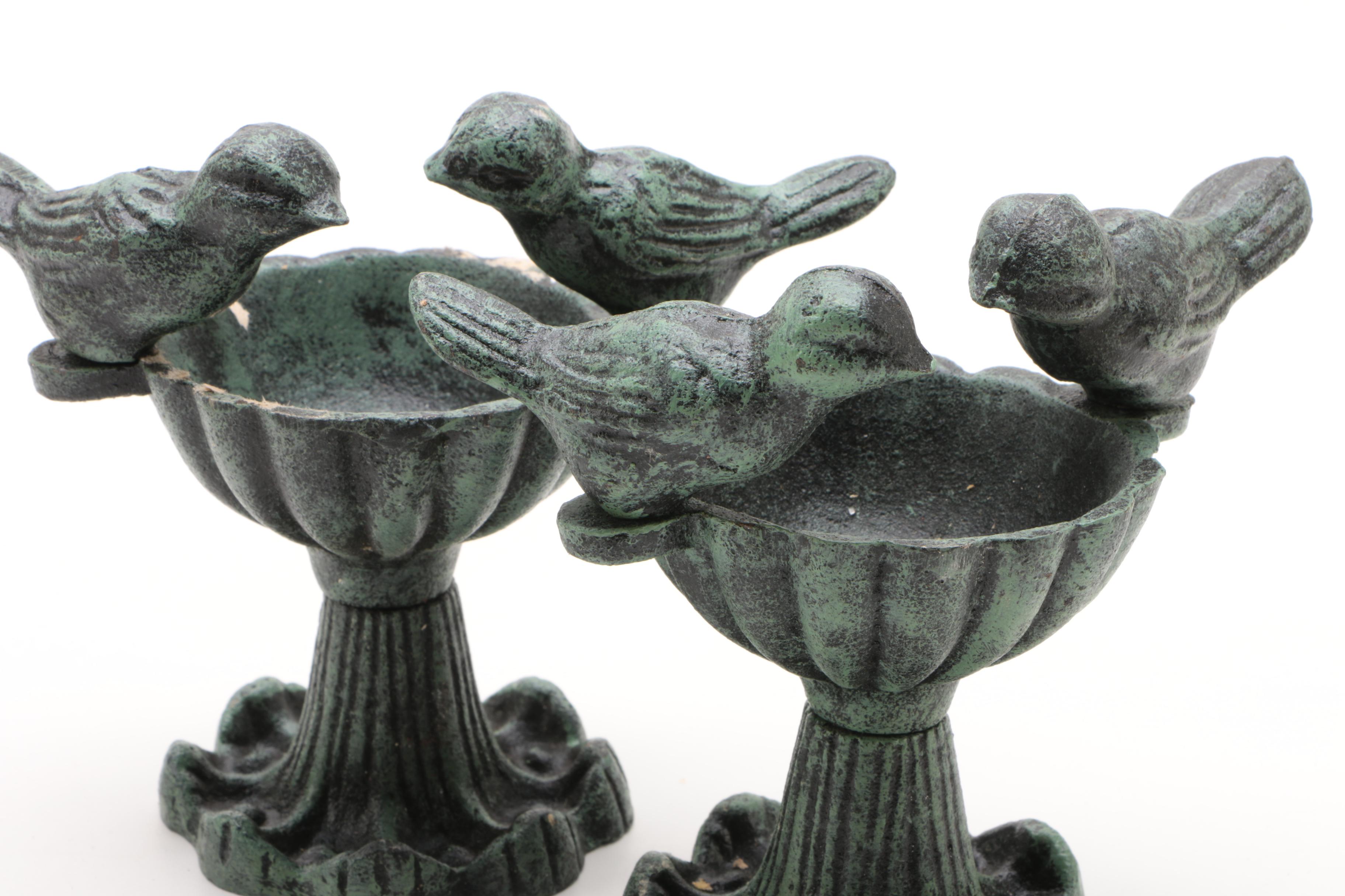 Antique Finish Cast Metal Tabletop Bird Baths