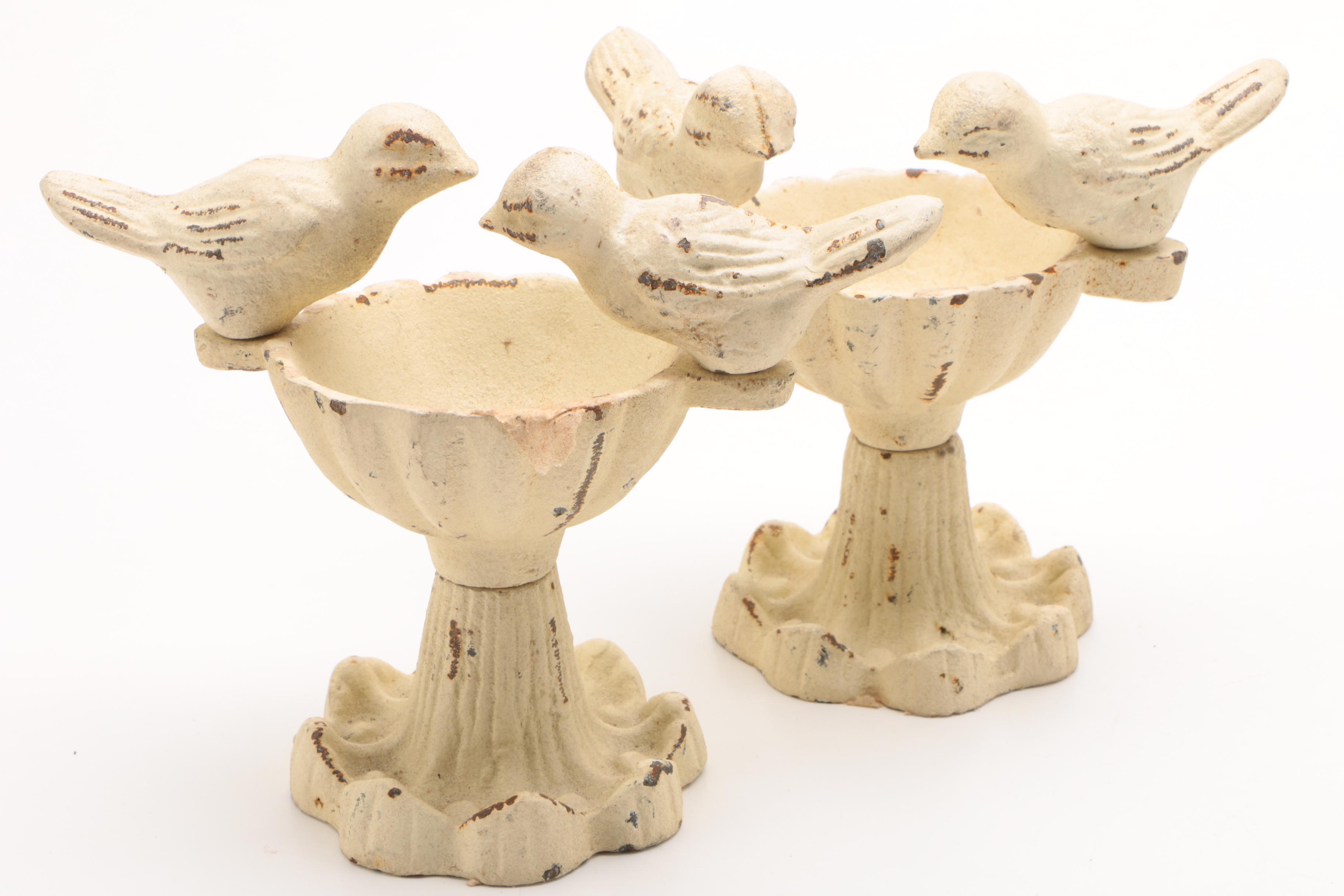 Antique Finish Cast Metal Tabletop Bird Baths