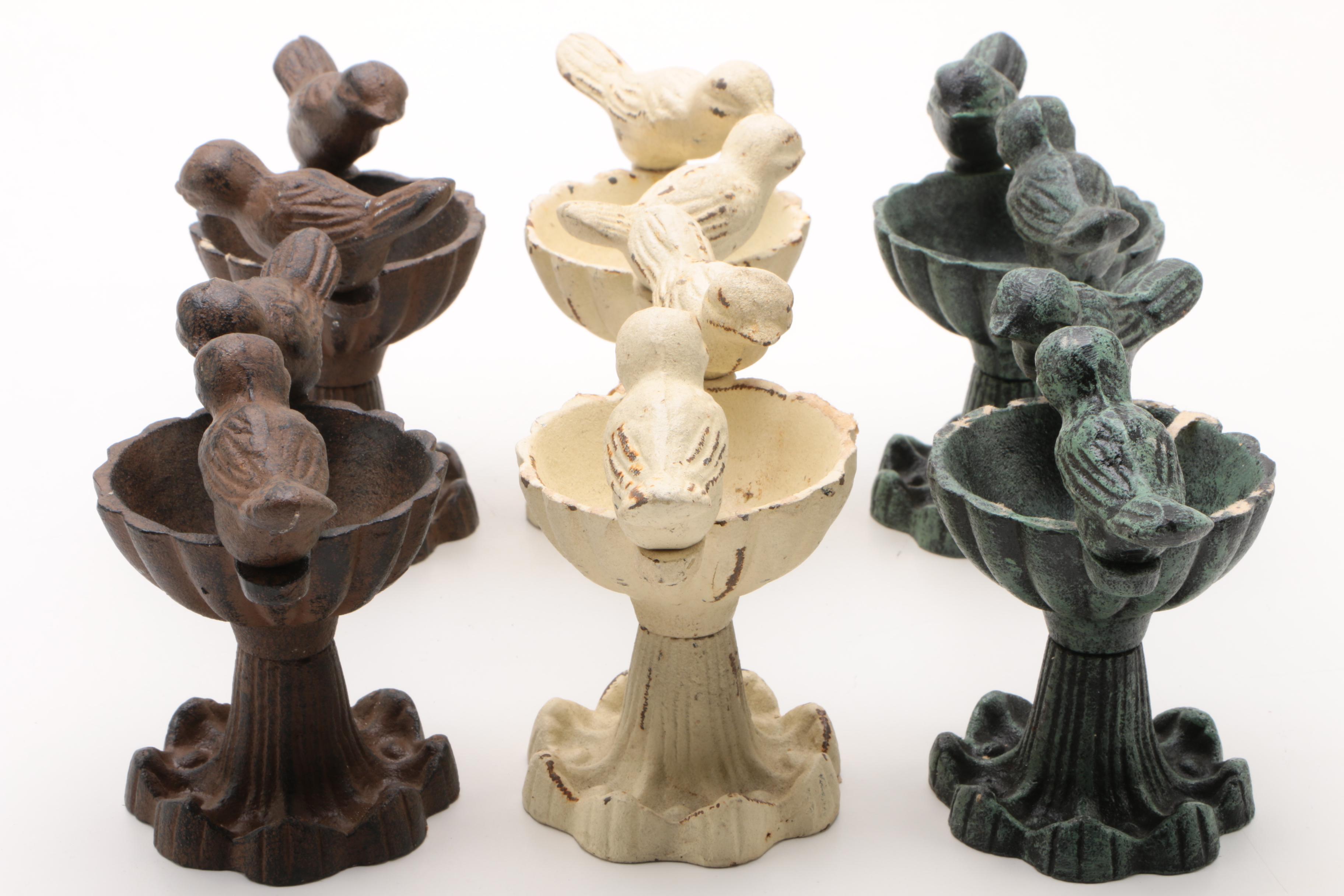 Antique Finish Cast Metal Tabletop Bird Baths