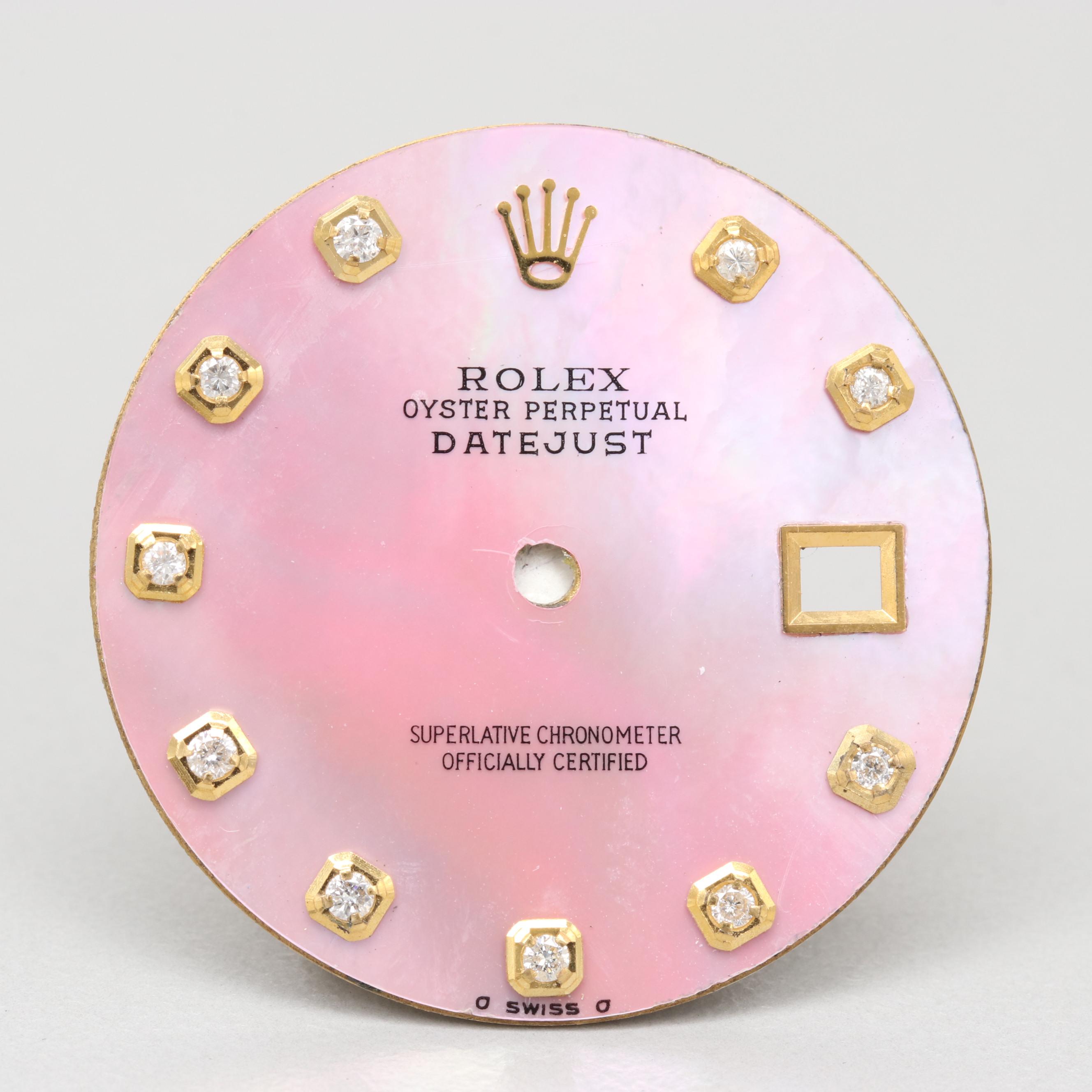 Rolex Pink Mother of Pearl and Diamond Aftermarket Dial