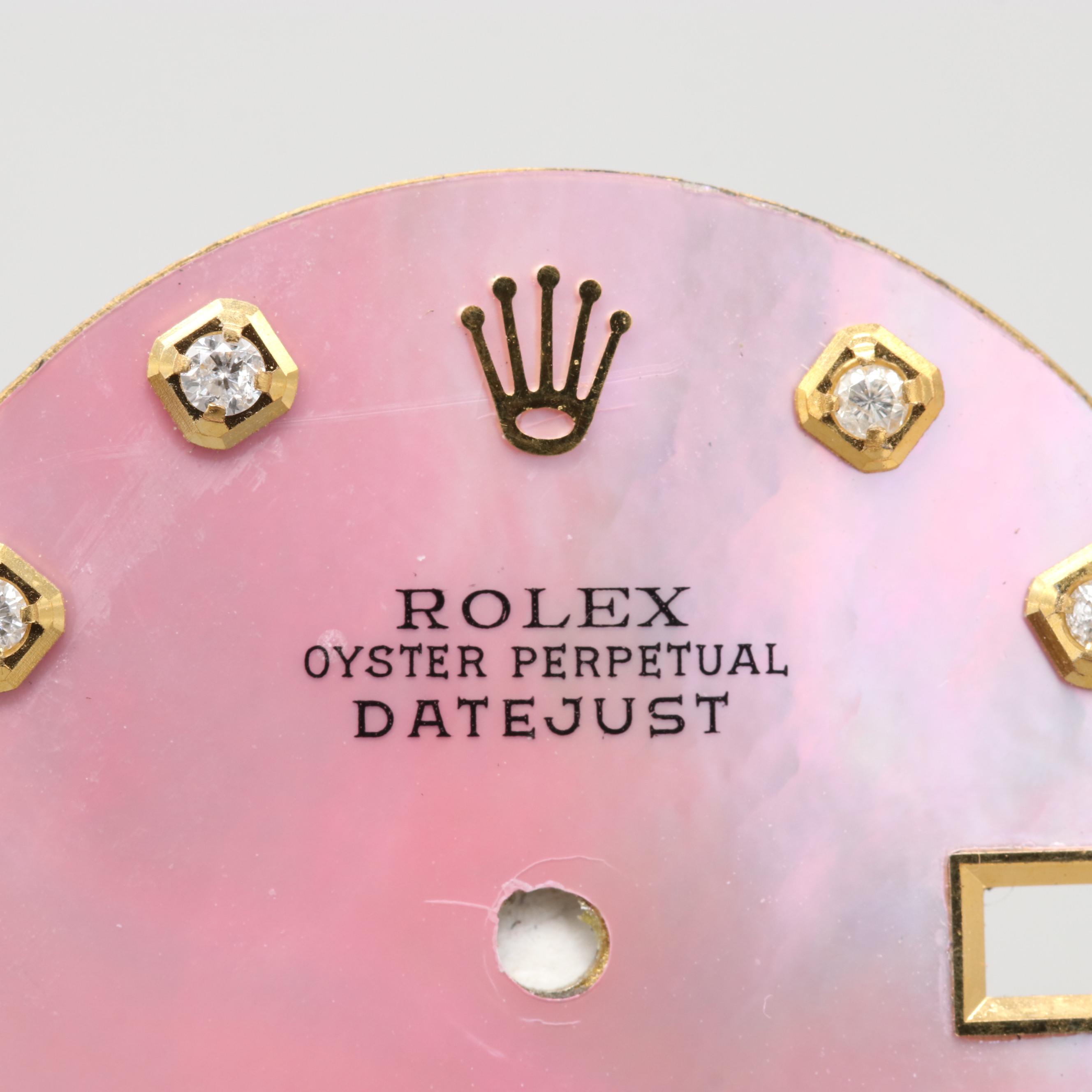 Rolex Pink Mother of Pearl and Diamond Aftermarket Dial