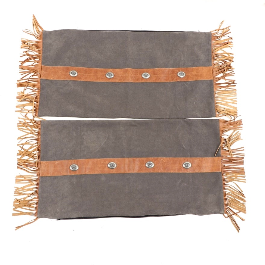 Wooded River King Pillow Shams with Leather and Metal Concho Accents