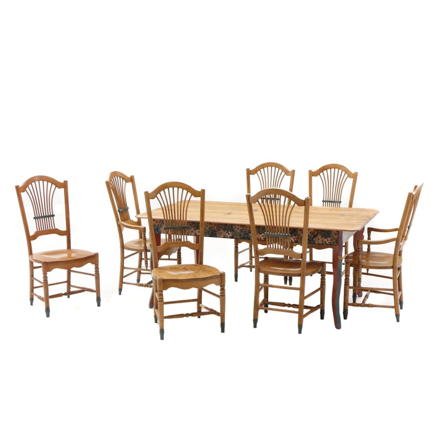 David Marsh Painted Pine Dining Table and Six Chairs