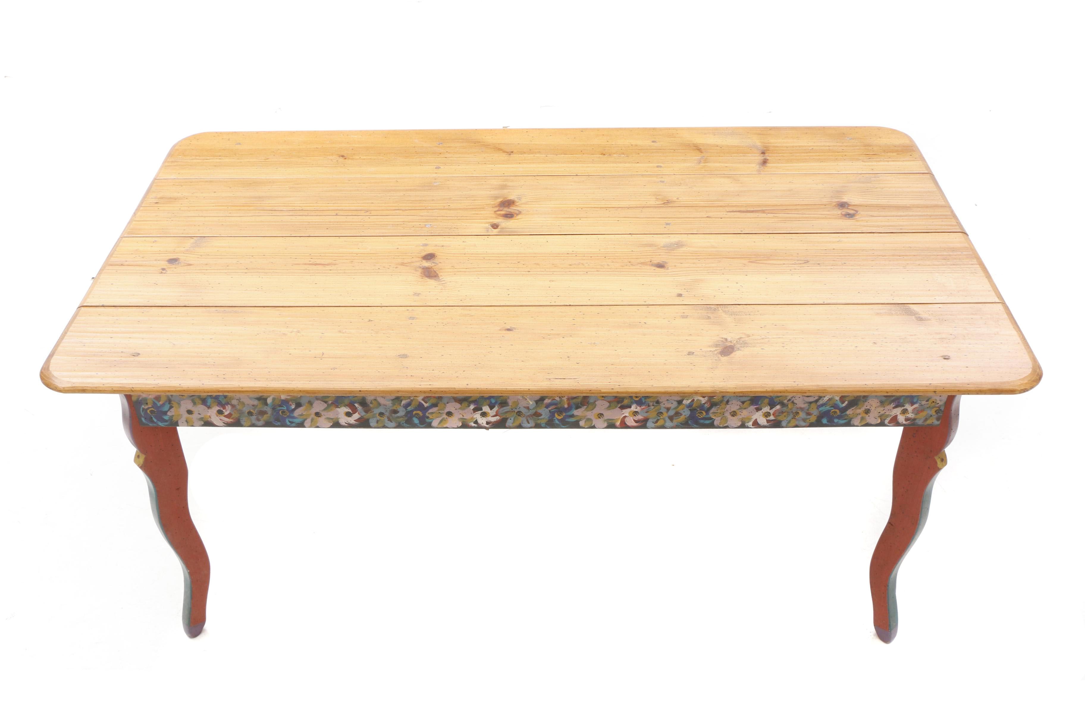 David Marsh Painted Pine Dining Table and Six Chairs