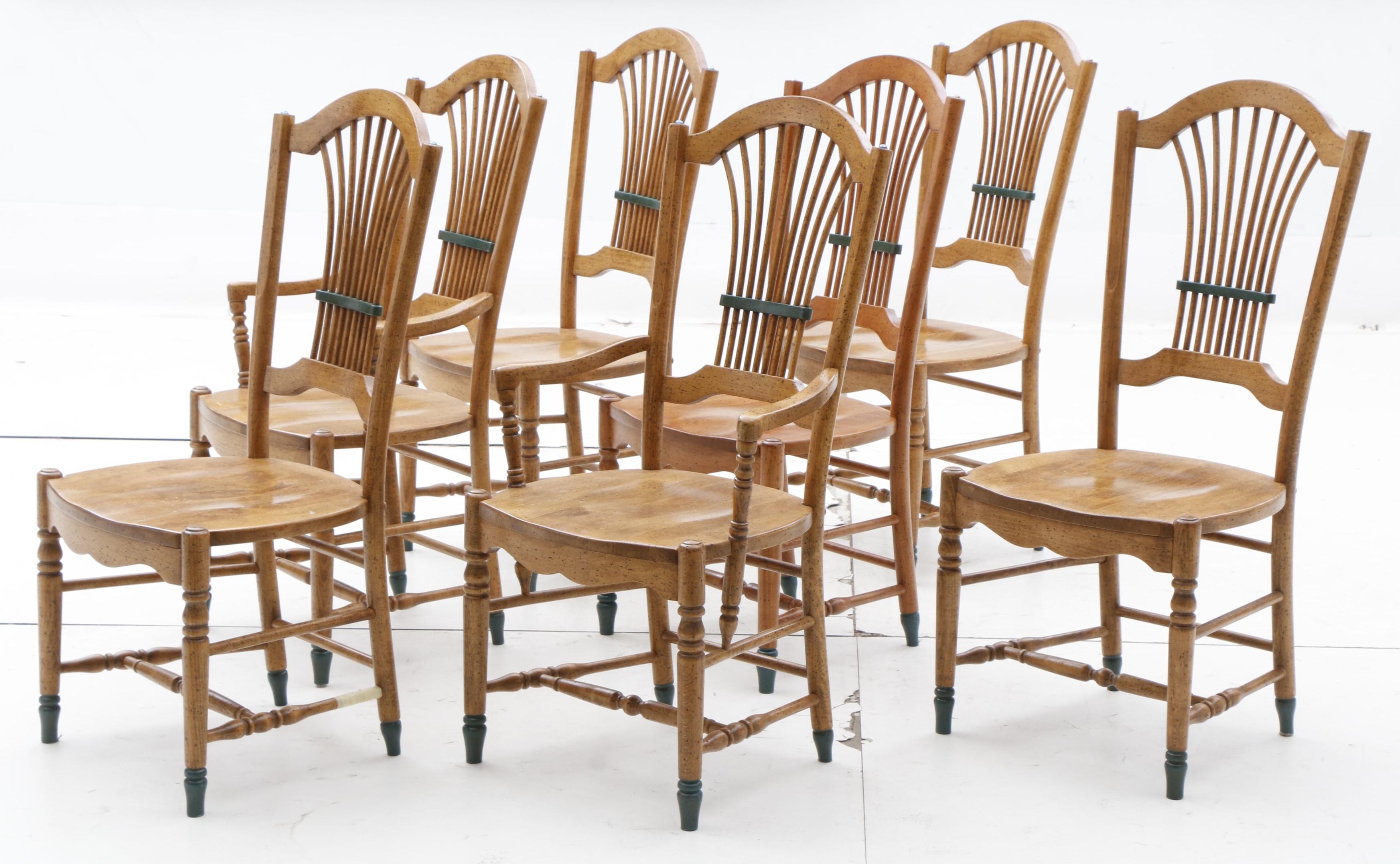 David Marsh Painted Pine Dining Table and Six Chairs