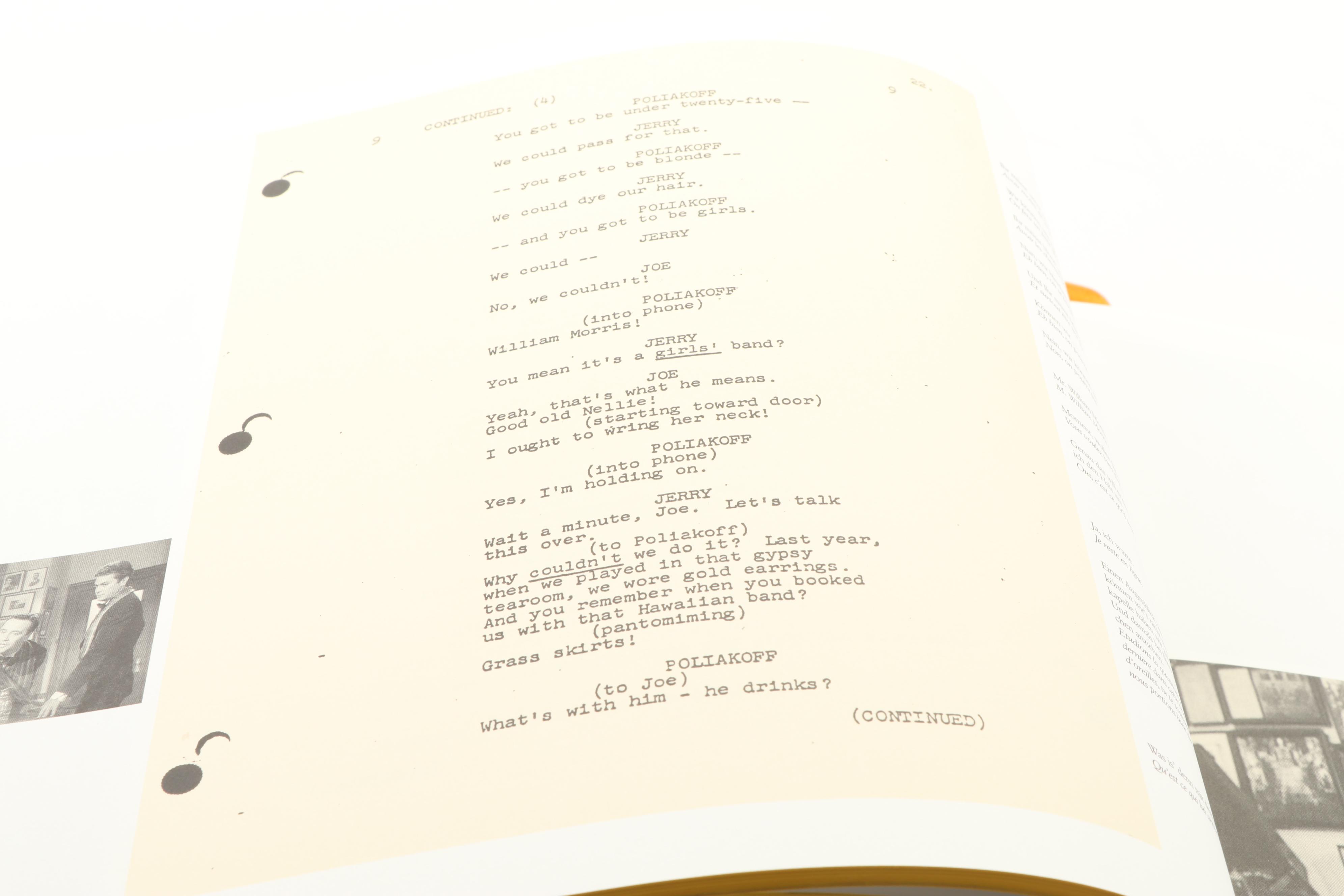 2001 "Some Like It Hot" by Billy Wilder with Facsimile Prompt Book