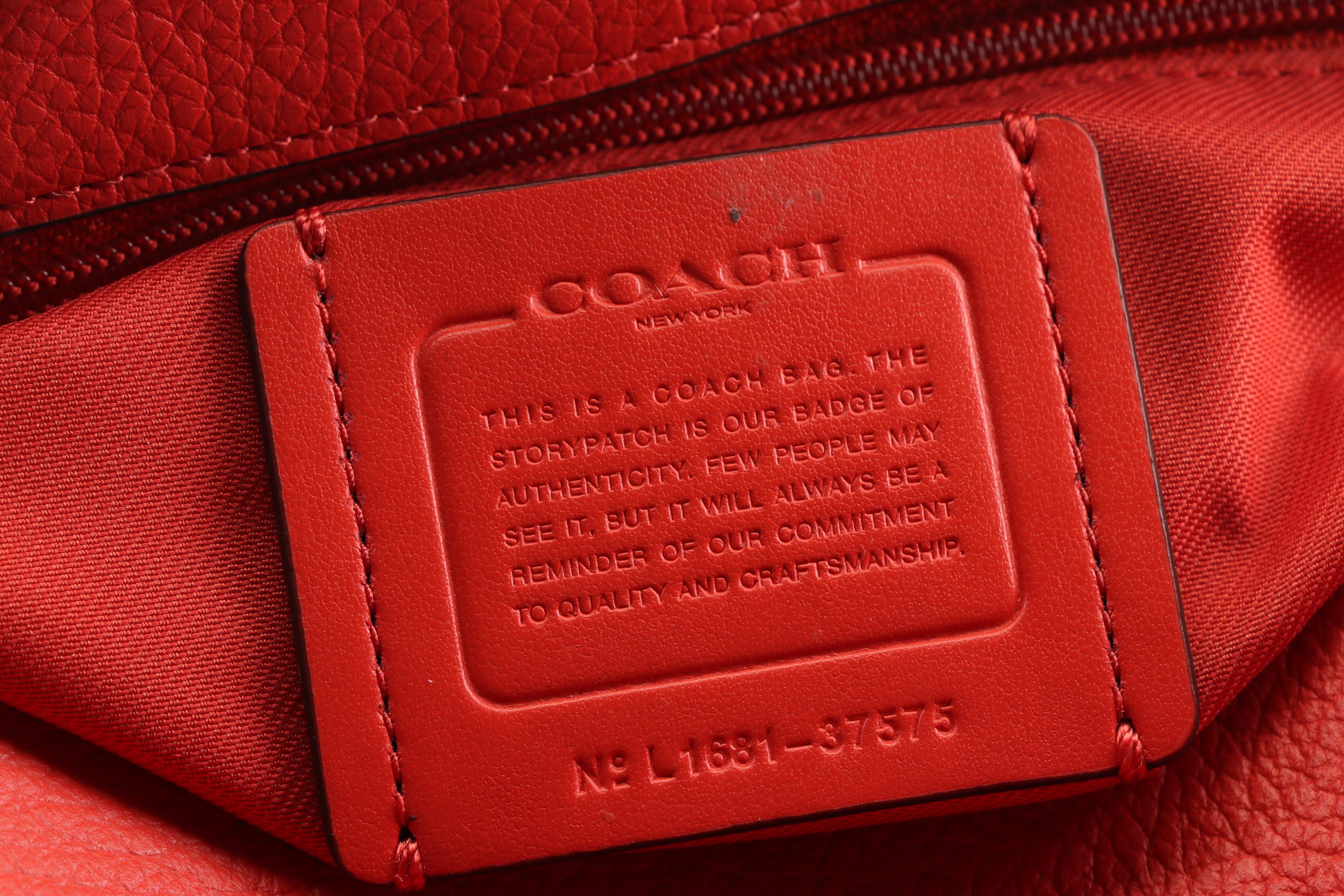 Coach New York Mercer 30 Deep Coral Grained Leather Satchel