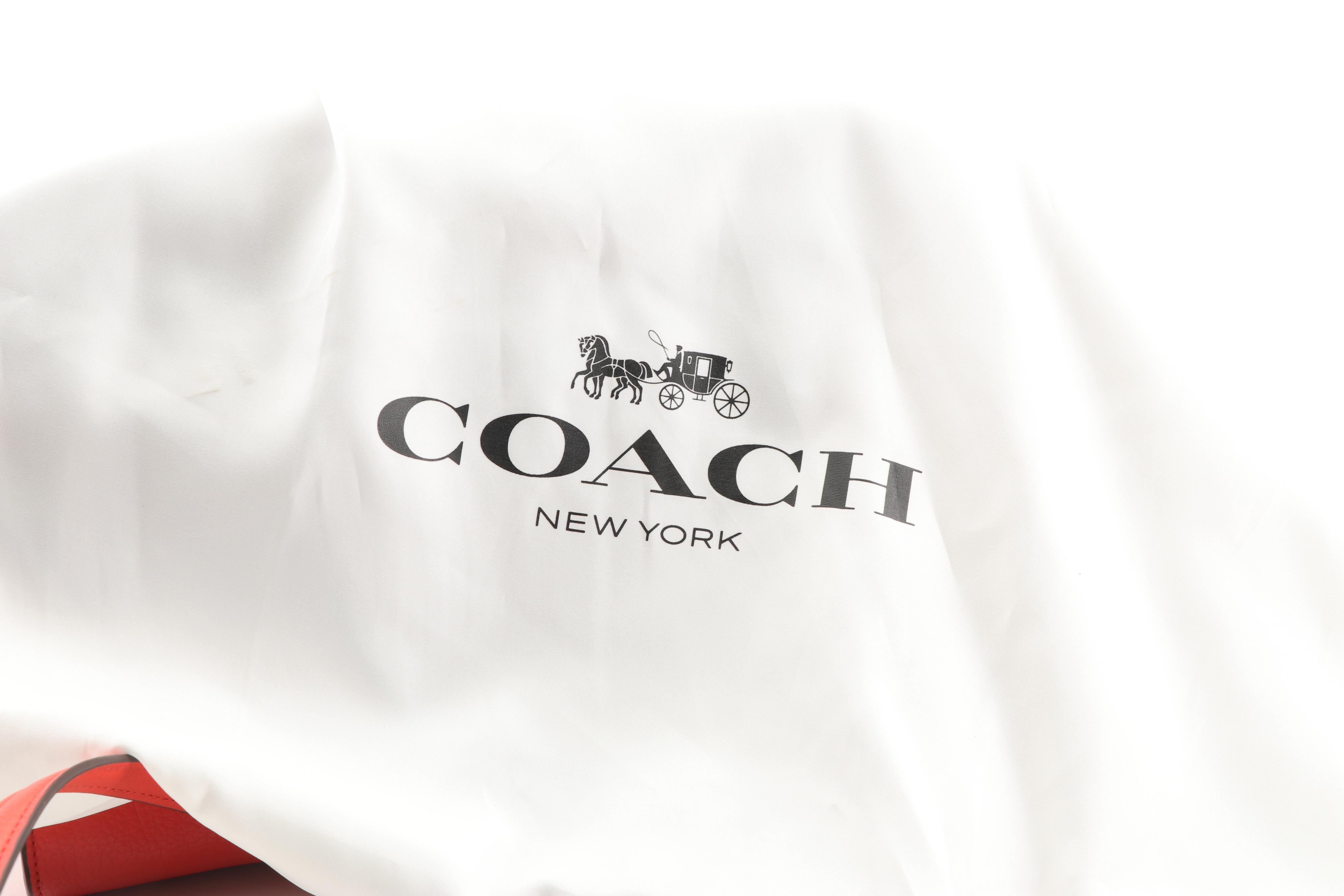 Coach New York Mercer 30 Deep Coral Grained Leather Satchel