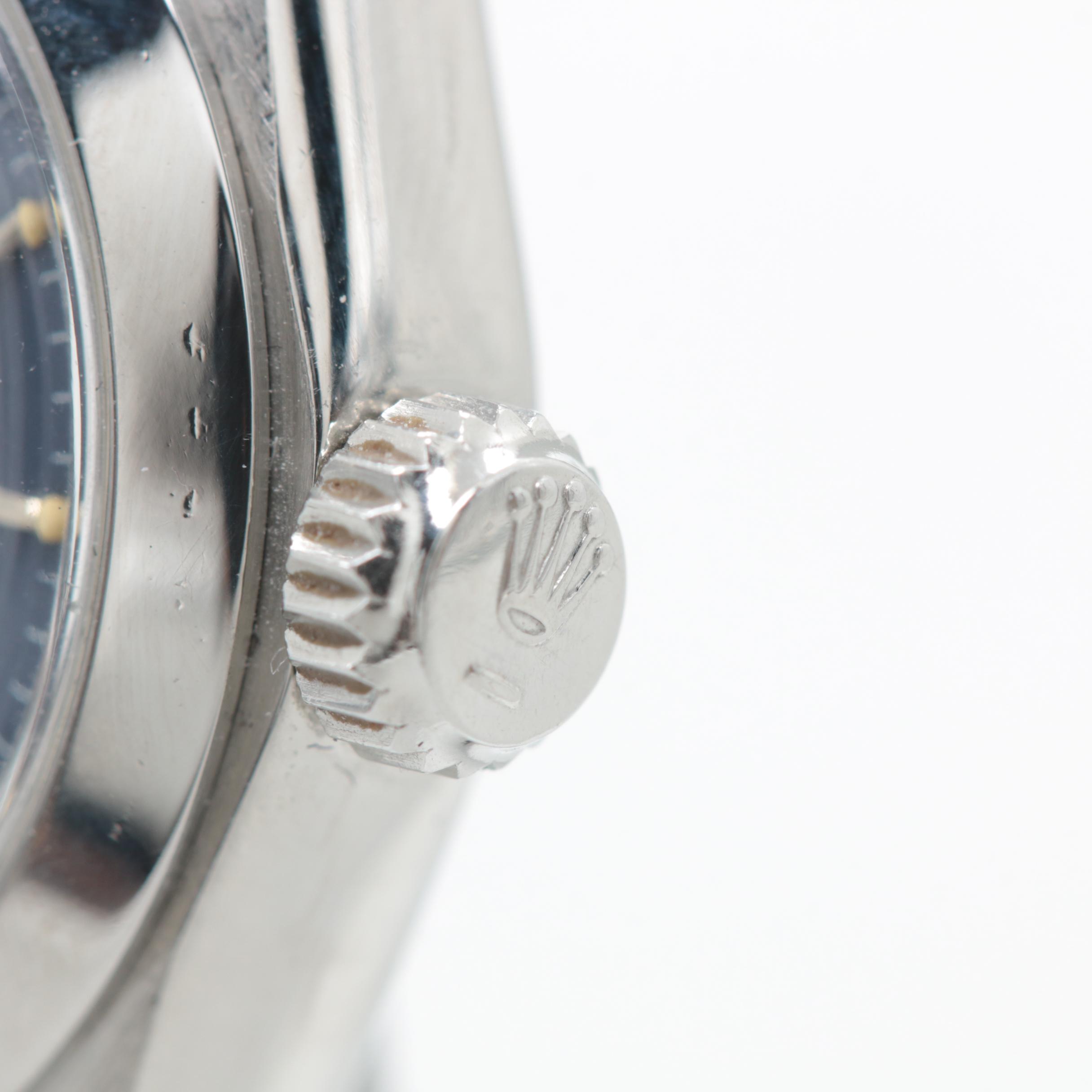 Rolex Oyster Perpetual Stainless Steel Blue Dial Watch, Circa 1981