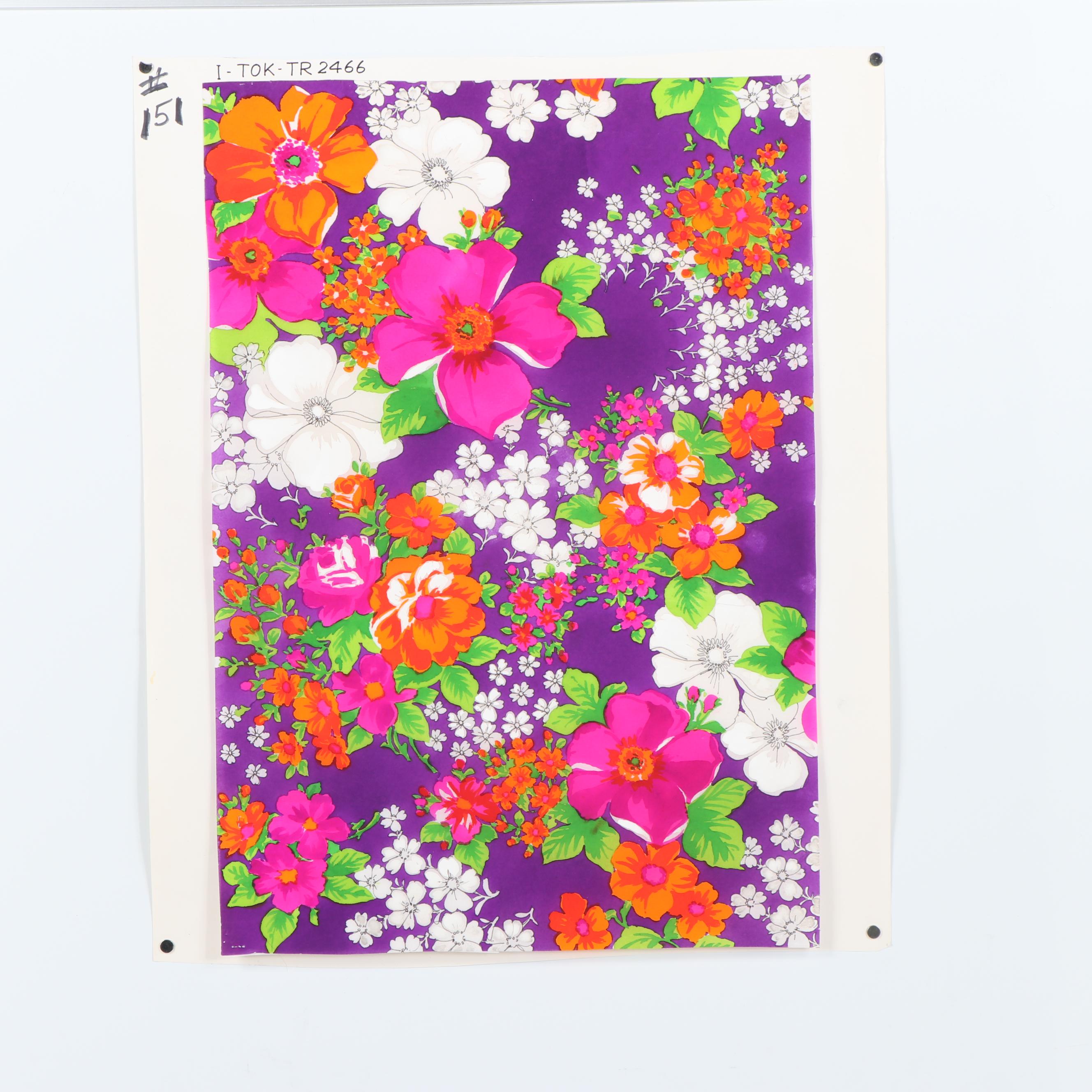 Marubeni, Kanebo, and T.C.D.C Gouache and Watercolor Textile Pattern Designs