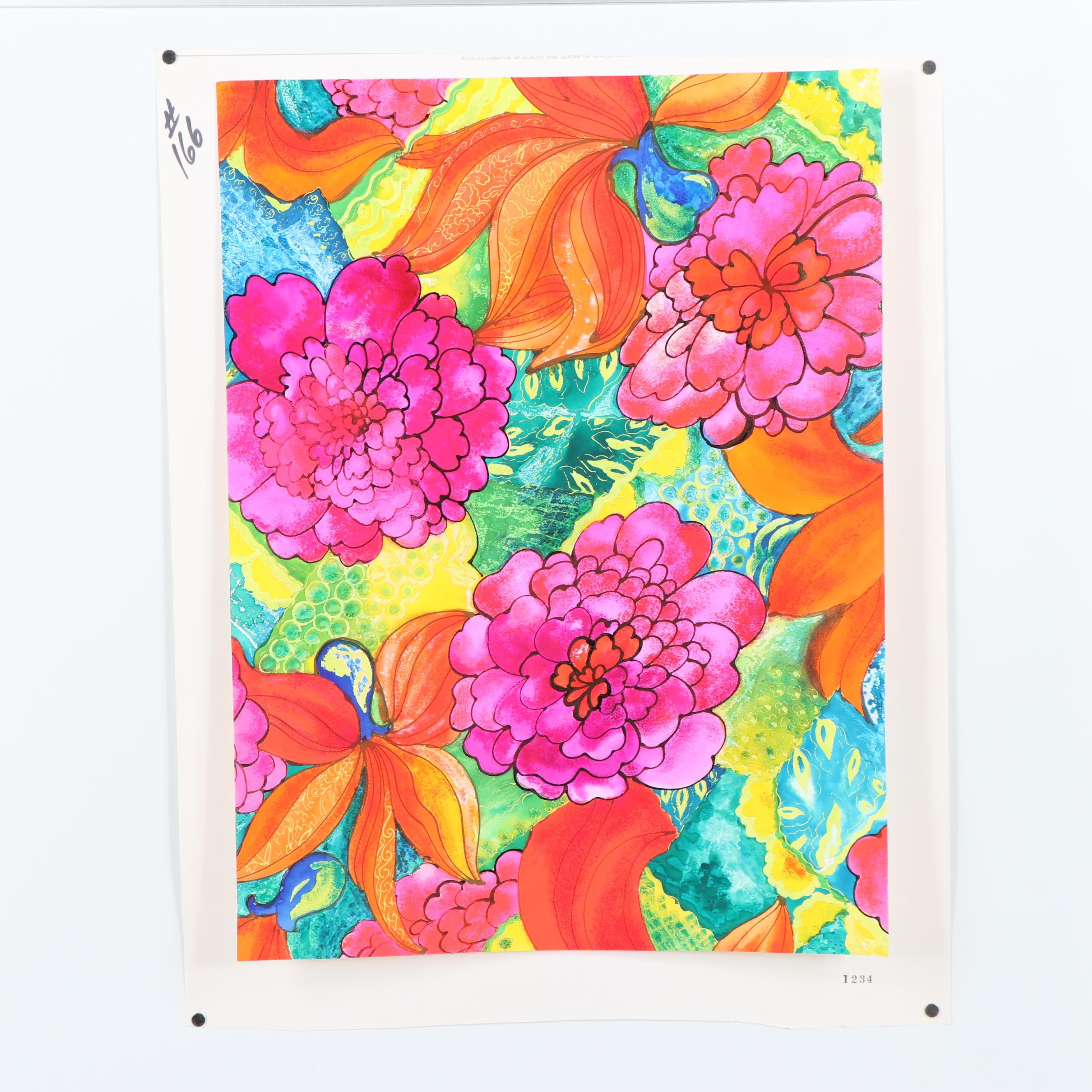 Marubeni, Kanebo, and T.C.D.C Gouache and Watercolor Textile Pattern Designs