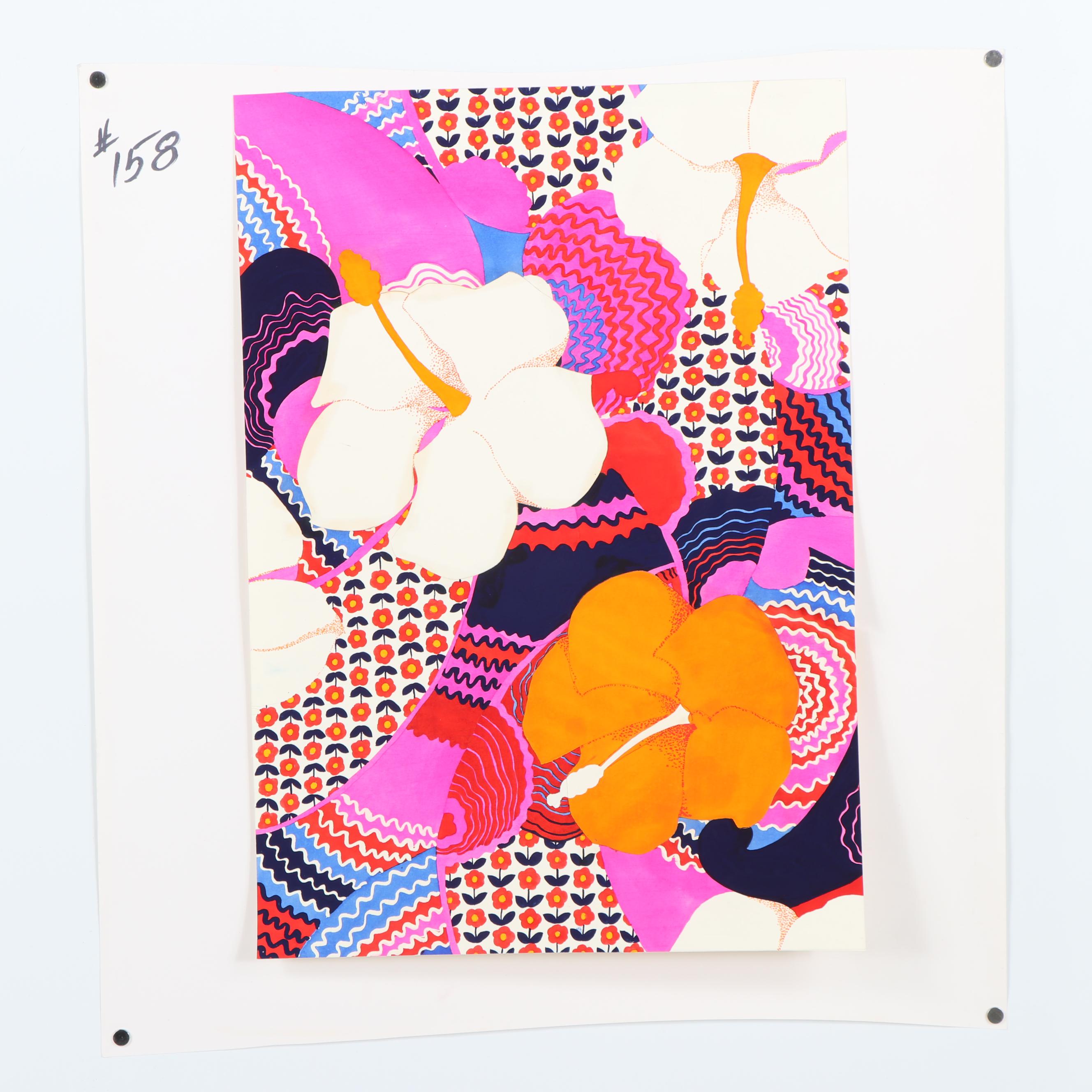 Marubeni, Kanebo, and T.C.D.C Gouache and Watercolor Textile Pattern Designs