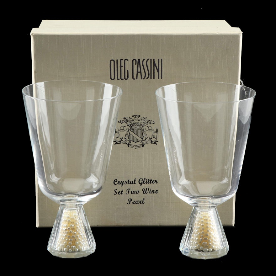 Oleg Cassini "Pearl" Crystal Wine Glasses