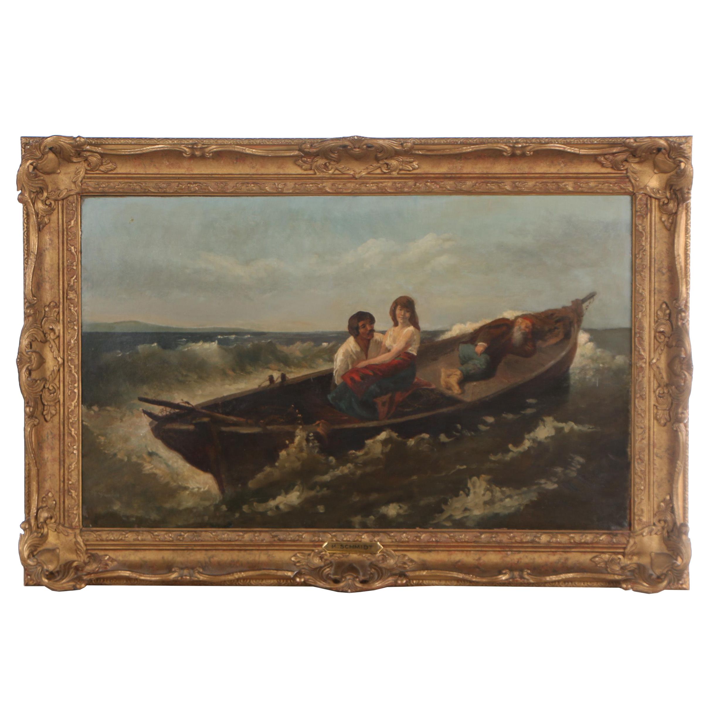 K. Schmidt Oil Painting "Family at Sea"