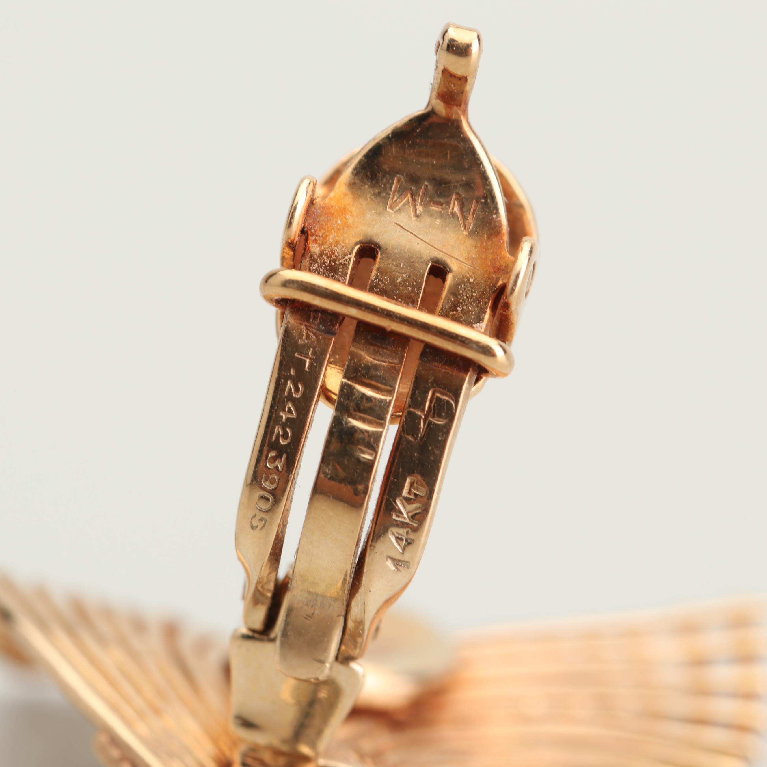 Vintage Neiman Marcus 14K Yellow and White Gold Diamond Earrings