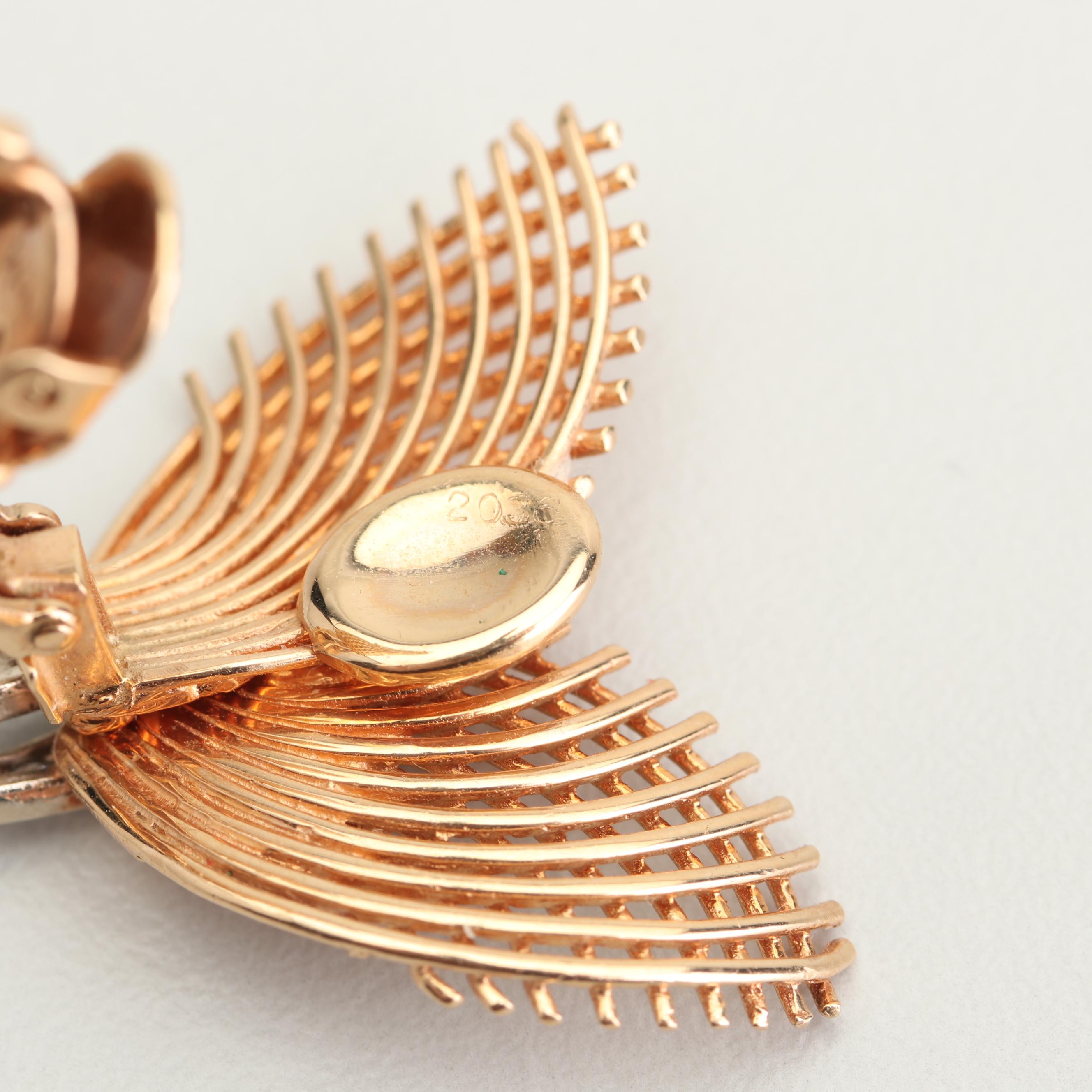 Vintage Neiman Marcus 14K Yellow and White Gold Diamond Earrings